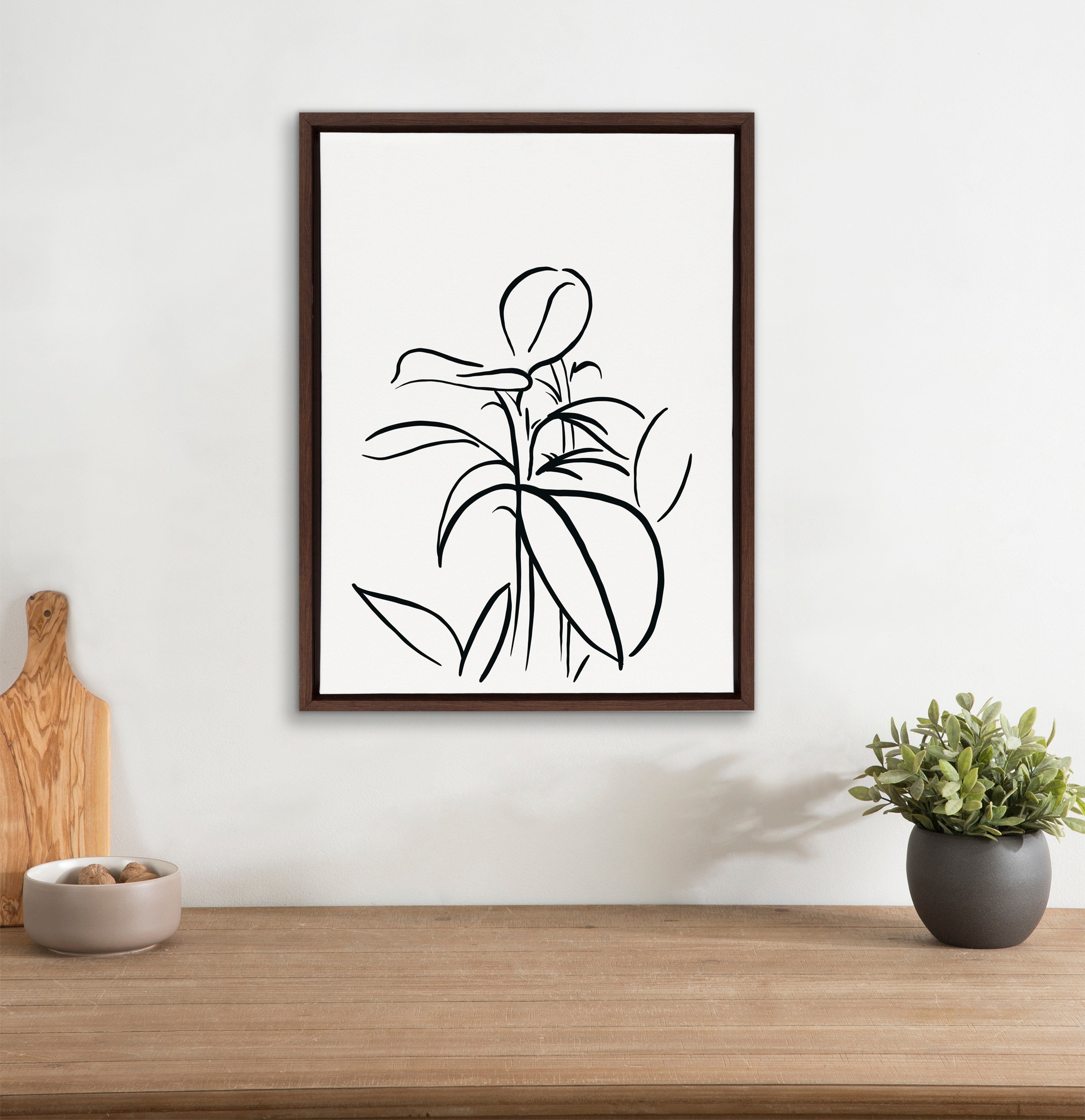 Sylvie Botanical Sketch Print No 1 Framed Canvas by The Creative Bunch Studio
