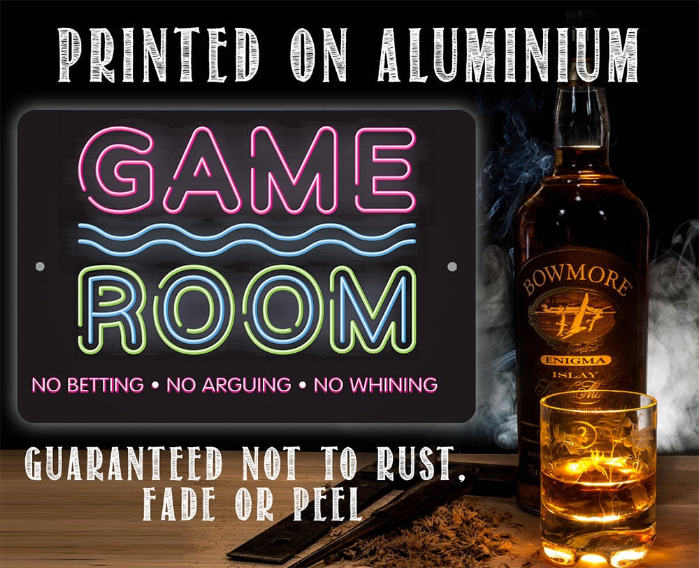 Game Room No Betting No Arguing No Whining - Metal Sign