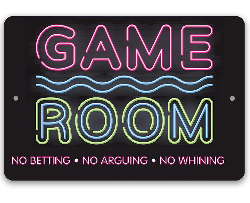 Game Room No Betting No Arguing No Whining - Metal Sign