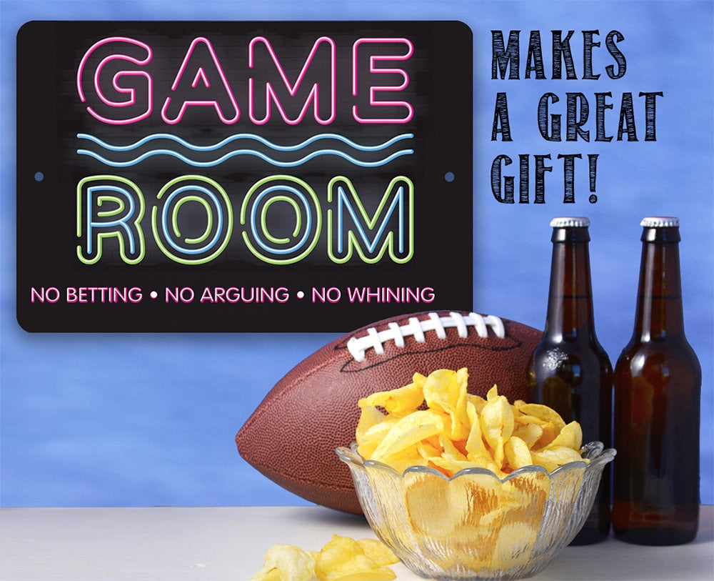 Game Room No Betting No Arguing No Whining - Metal Sign