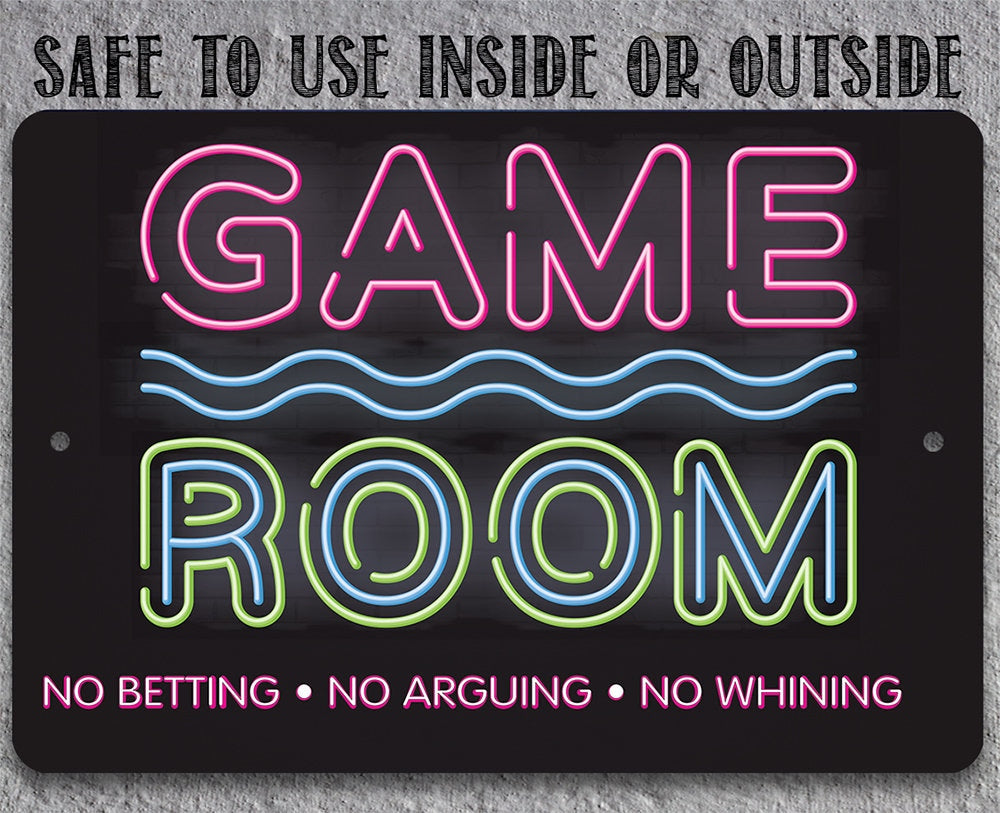 Game Room No Betting No Arguing No Whining - Metal Sign