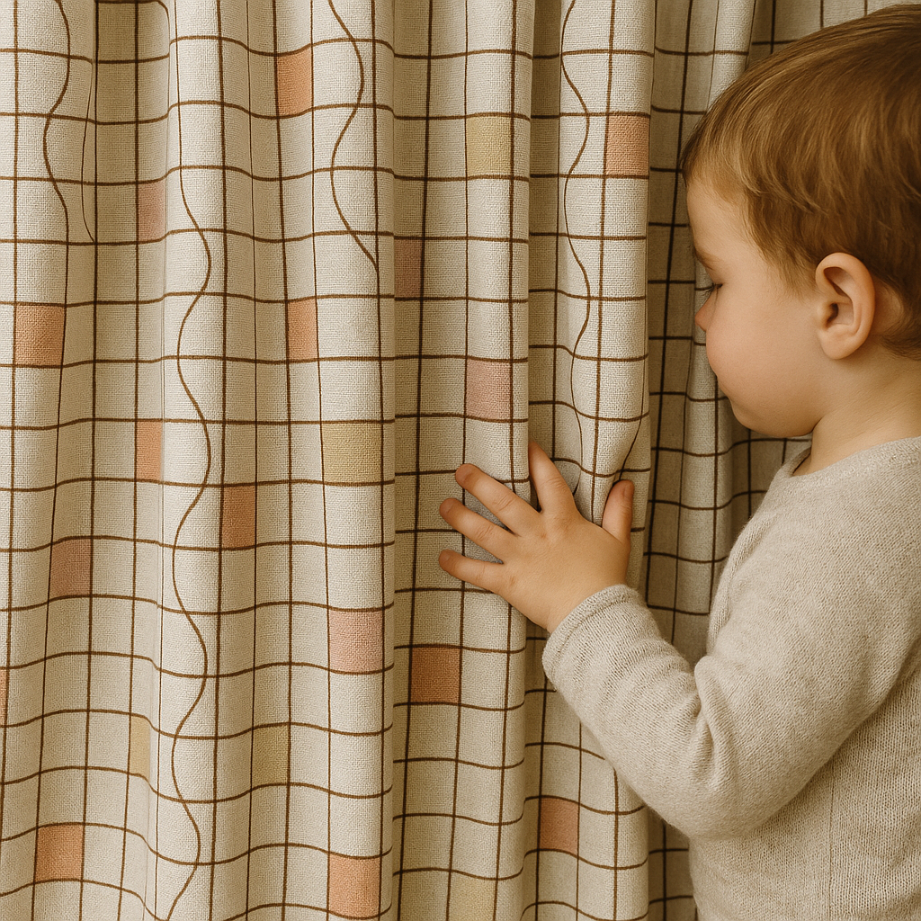 Geometric Pastel Linen Curtains – 5 Colours – Blackout or Light Filtering – Custom Sizes – Rod or Track Compatible-4