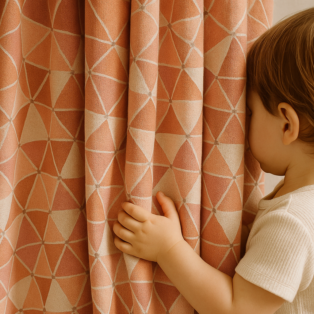 Soft Geometric Linen Curtain – Custom Sizes – Light Filtering or Blackout – Rod & Track Compatible-4