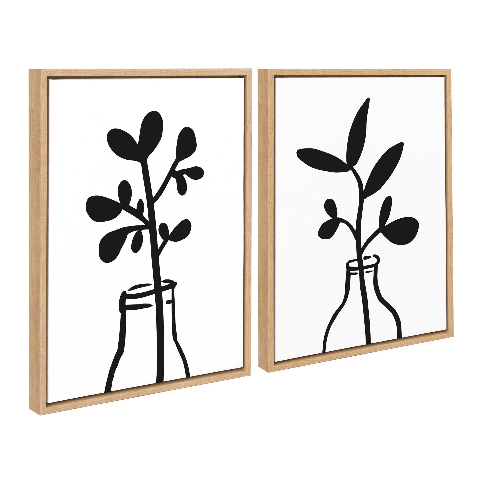 Sylvie Modern Botanical Framed Canvas Set by The Creative Bunch Studio