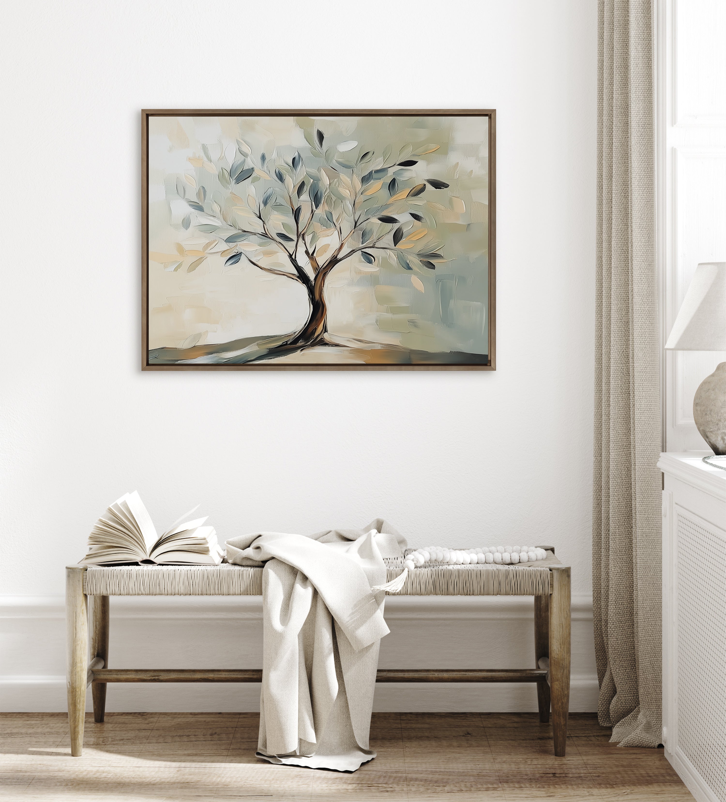 Sylvie Olive Tree Abstract Landscape Framed Canvas by The Creative Bunch Studio