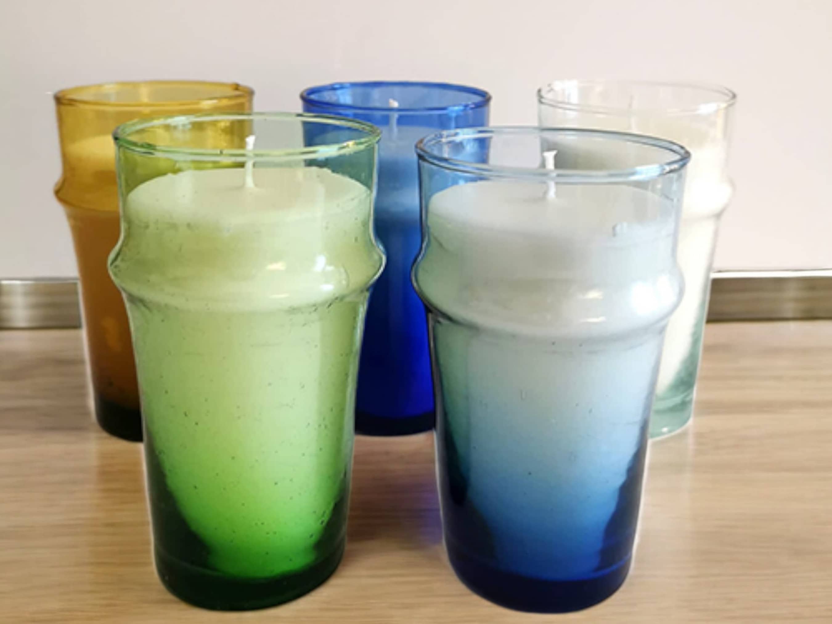 Hand-Blown Recycled Glass Candle  Holders-1