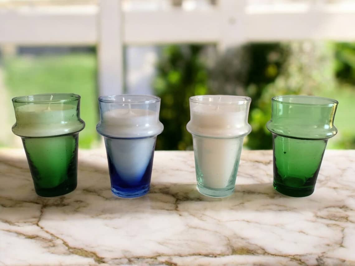 Hand-Blown Recycled Glass Candle  Holders-0