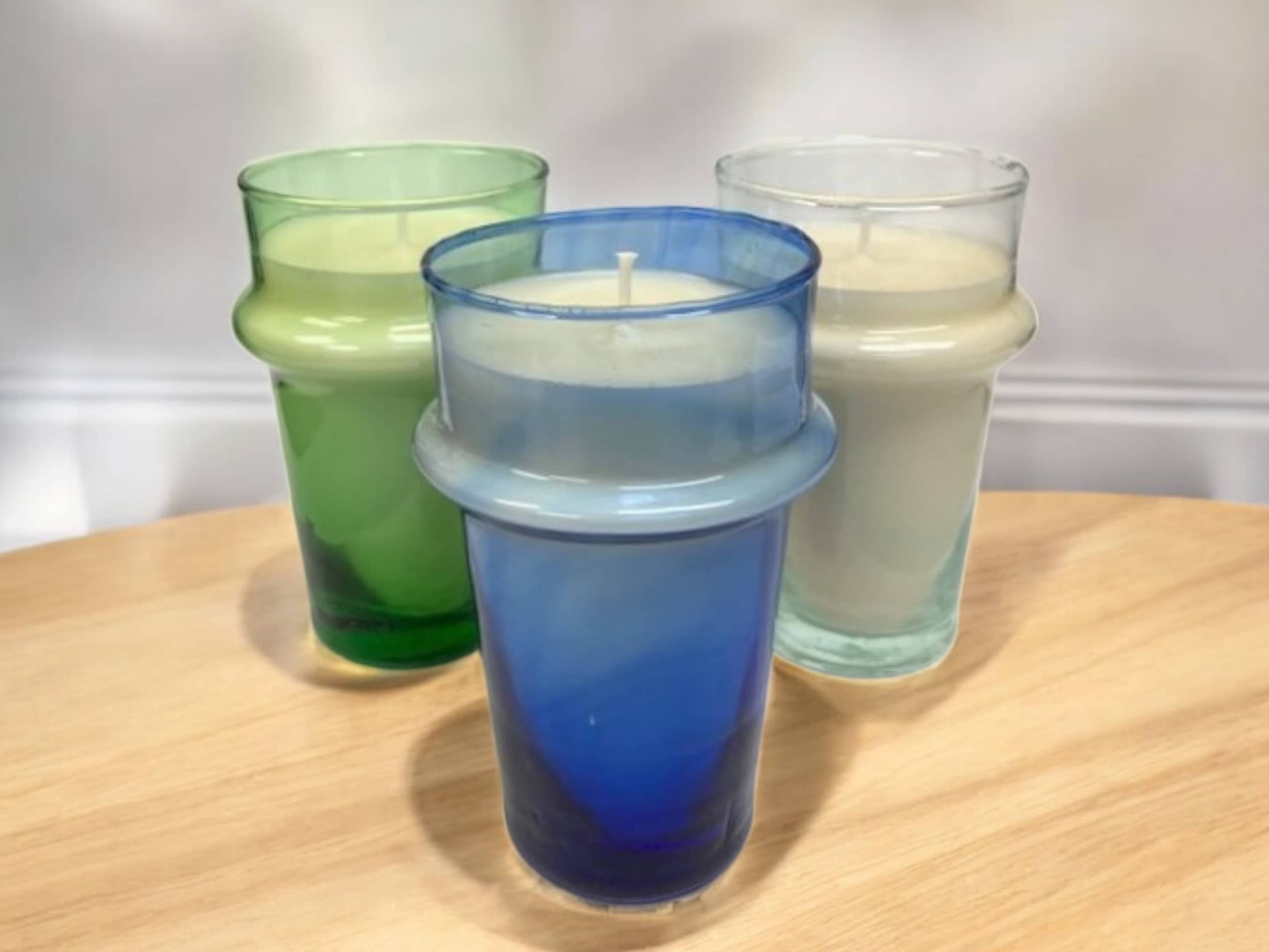 Hand-Blown Recycled Glass Candle  Holders-2