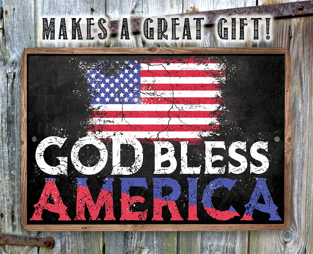 God Bless America - Flag - Metal Sign