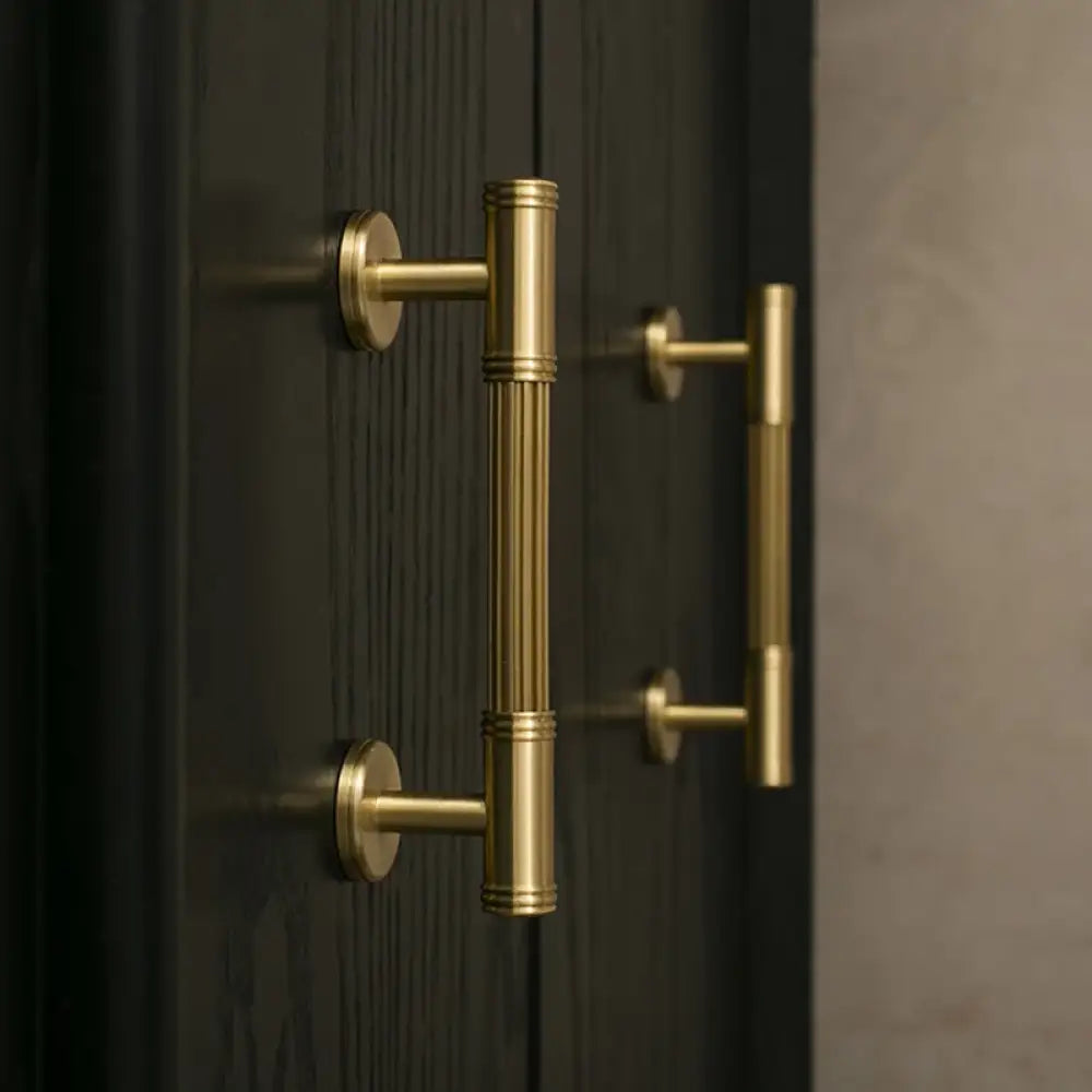 Gold Brass Vertical Linear Cabinet Handles – American-Style Wardrobe and Bar Pulls