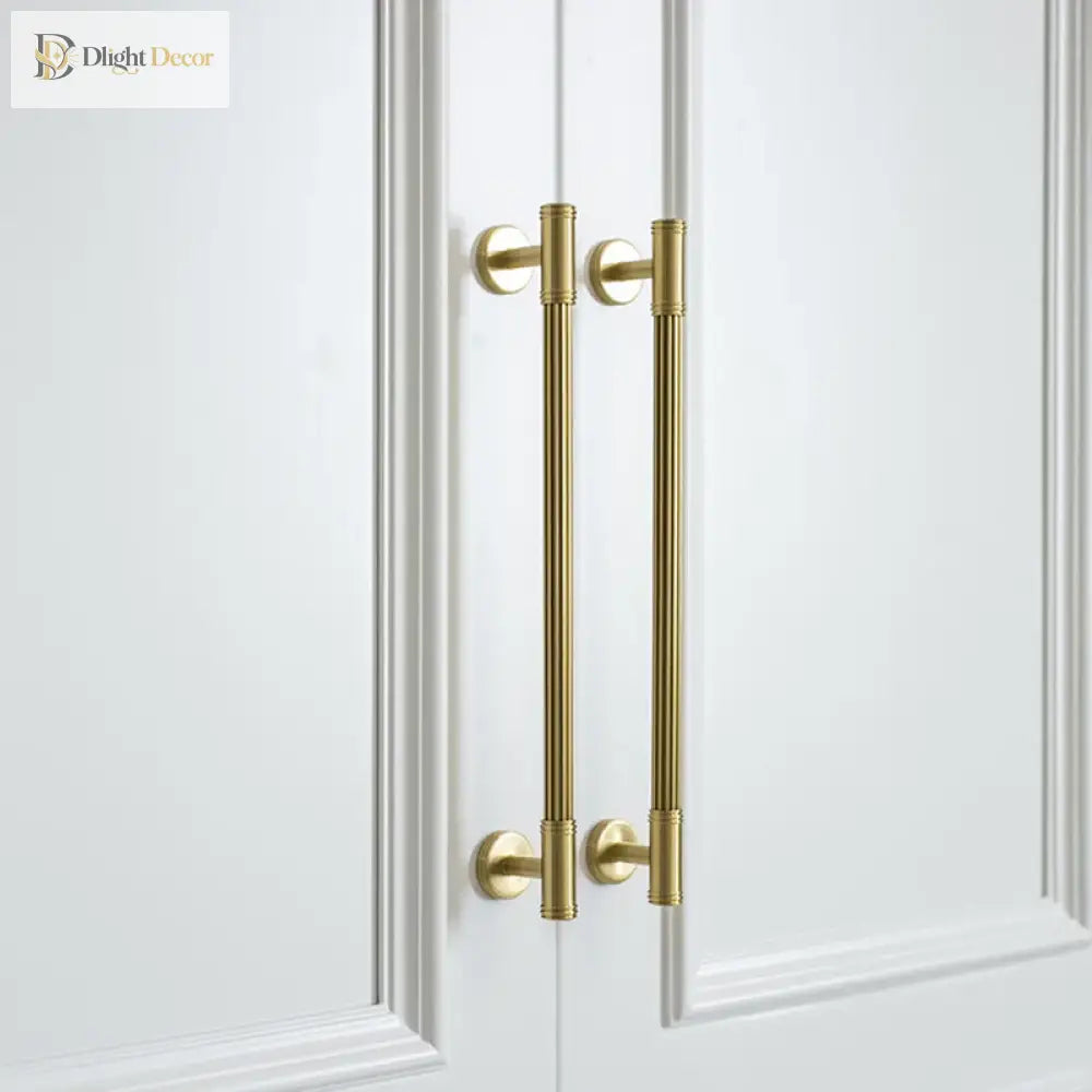 Gold Brass Vertical Linear Cabinet Handles – American-Style Wardrobe and Bar Pulls