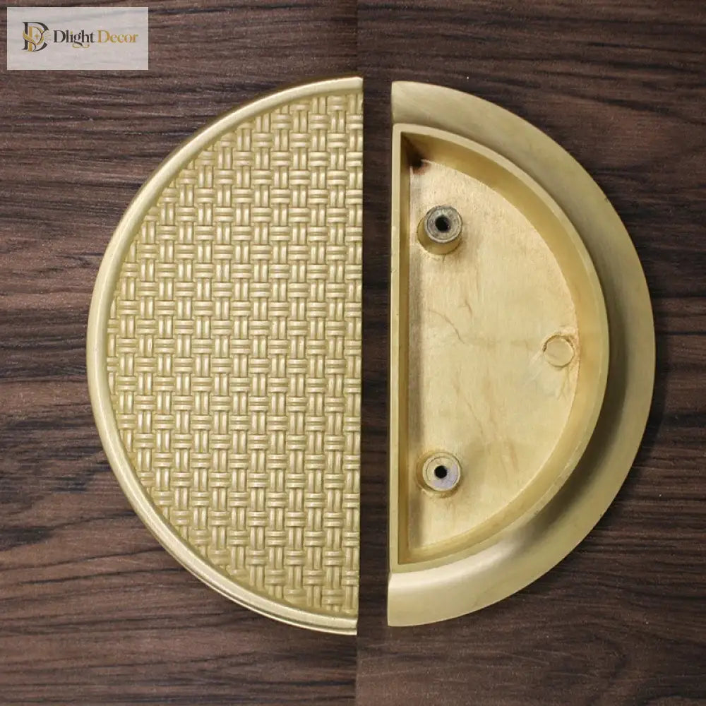 Gold Round Brass Cabinet Handles – Textured Braided Pattern Pulls for Wardrobes, Bookcases, and Wine Cabinets
