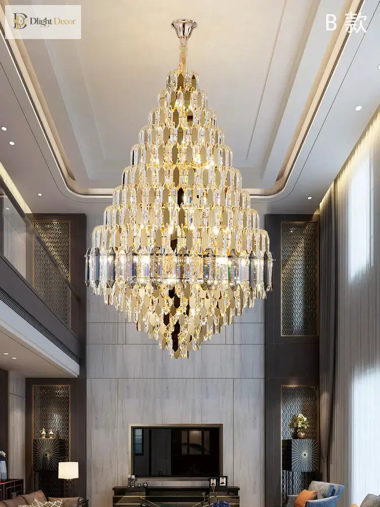 Golden Crystal Chandelier | Modern Dining Room Lighting