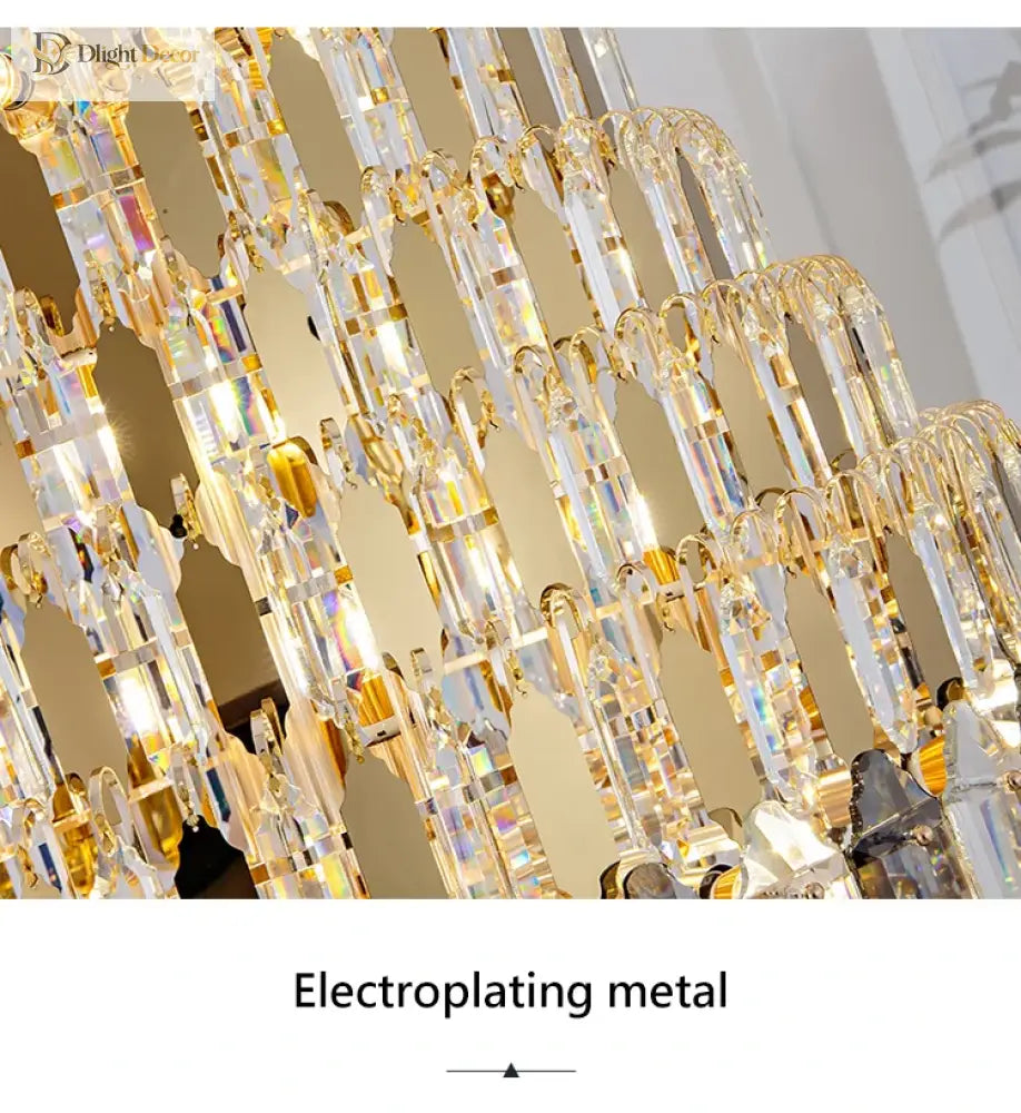 Golden Crystal Chandelier | Modern Dining Room Lighting