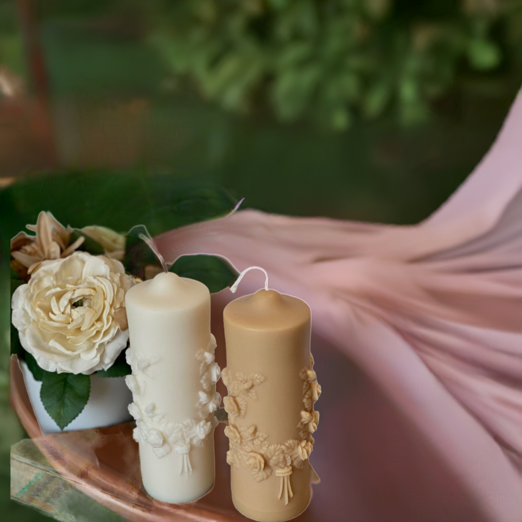 Floral Pillar Soy Wax Scented Candle-1