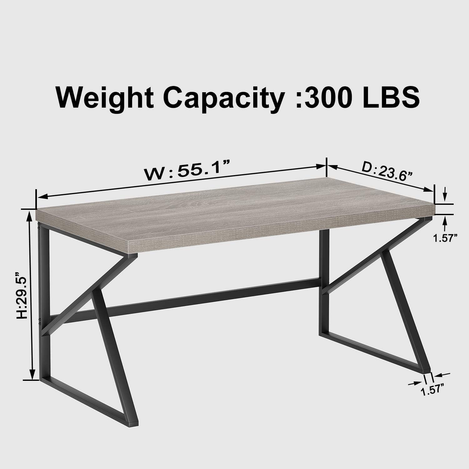 Gray Industrial Computer Desk for Home Office and Gaming