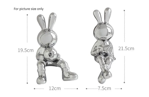 Modern Elegance: Electroplating Rabbit Sculpture Set for Chic Home and Office Decor-3