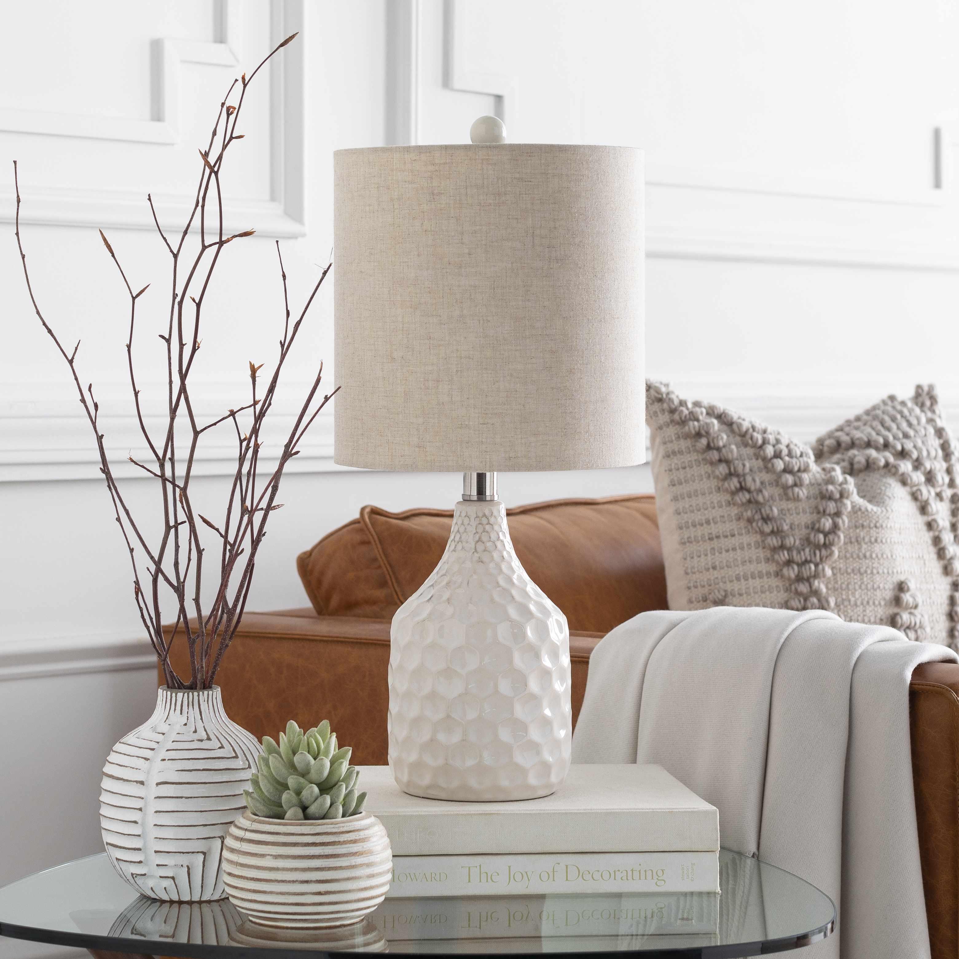 Gulmarrad Textured Ivory Ceramic Table Lamp - PRHOMZ