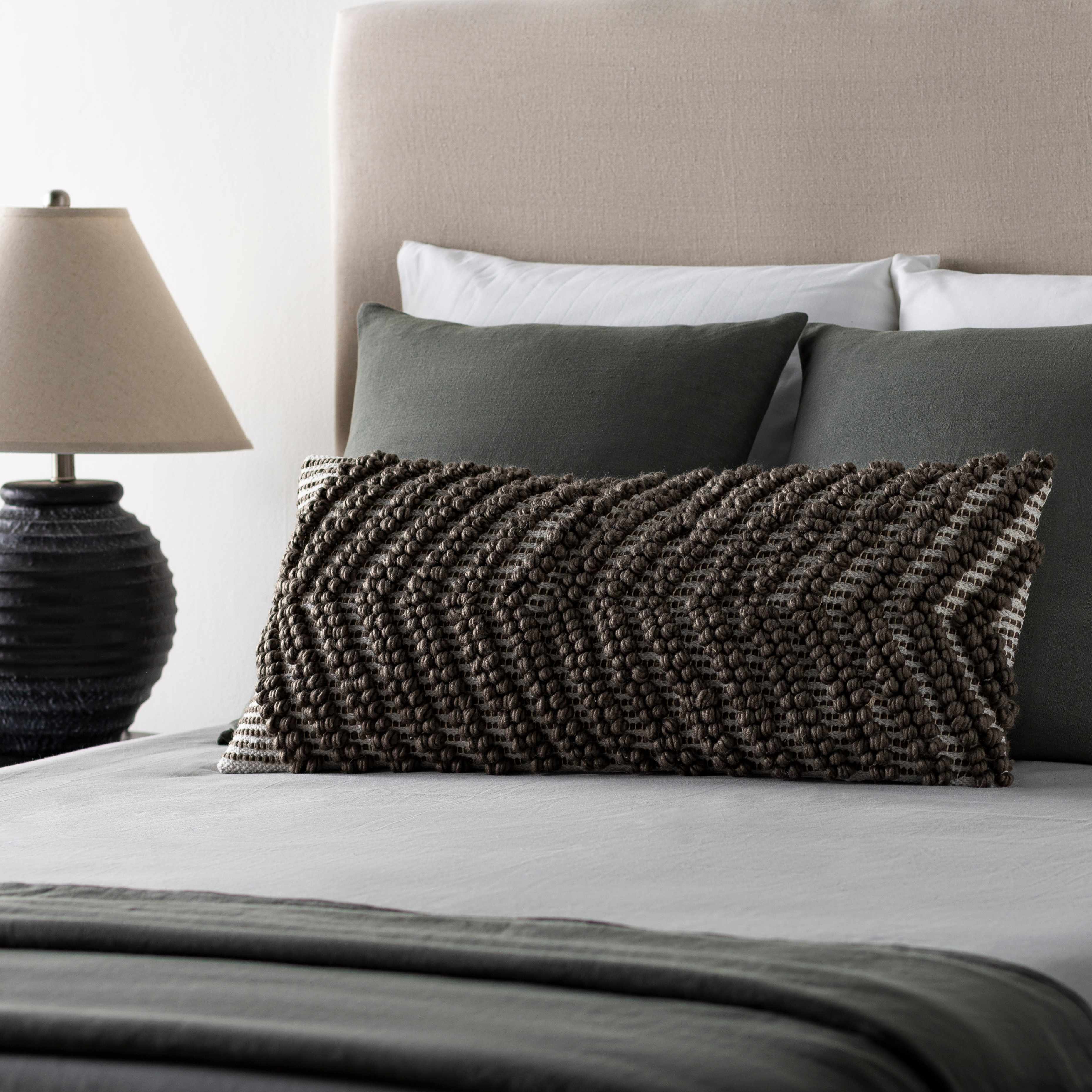 Guysville Gray Chevron Textured Lumbar Pillow-3