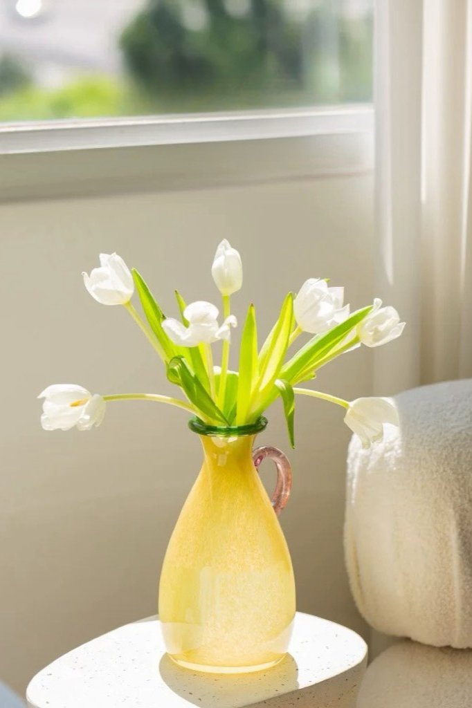 Handblown Bonbon Dopamine Bottle Vase, Whimsical Vintage Vase Centrepiece-3