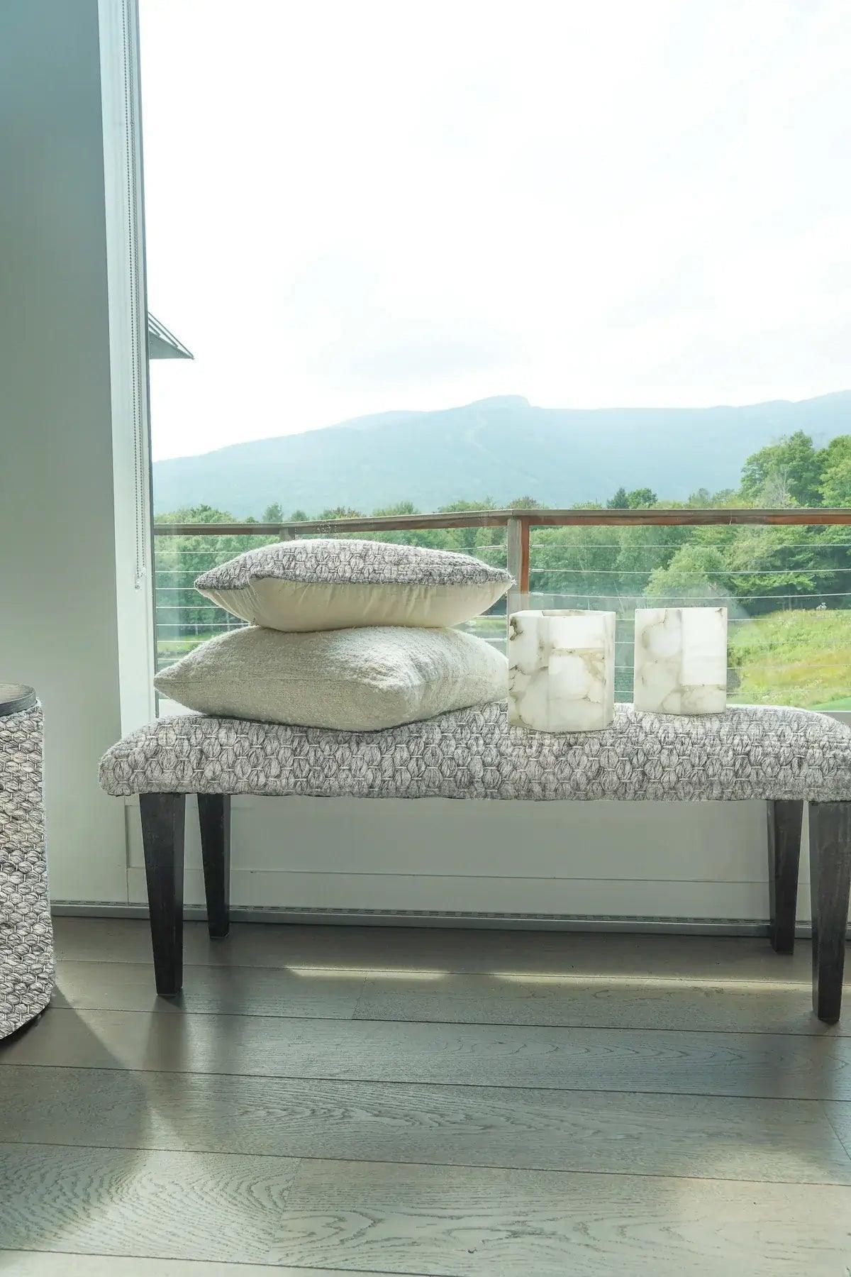 Handwoven Clean Grey Dining Room Table Bench