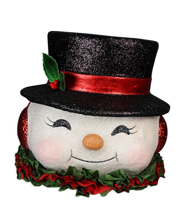 Happy Snowman Vintage Style Paper Mache Bucket by Bethany Lowe Designs-0