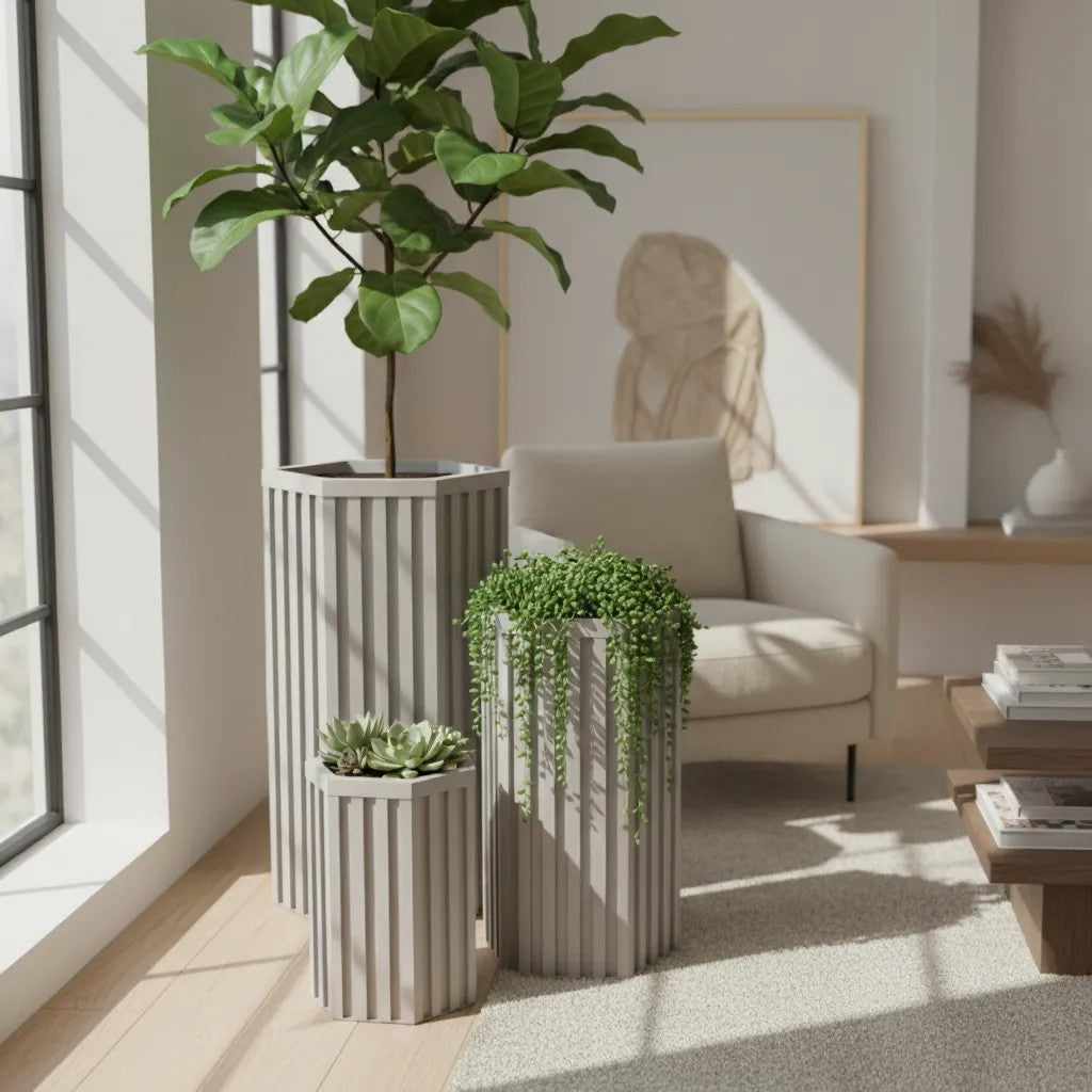 Hexagon Grove Column Planters - Small