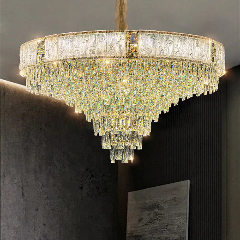 High Crystal Chandelier | Modern Hotel & Villa Lighting