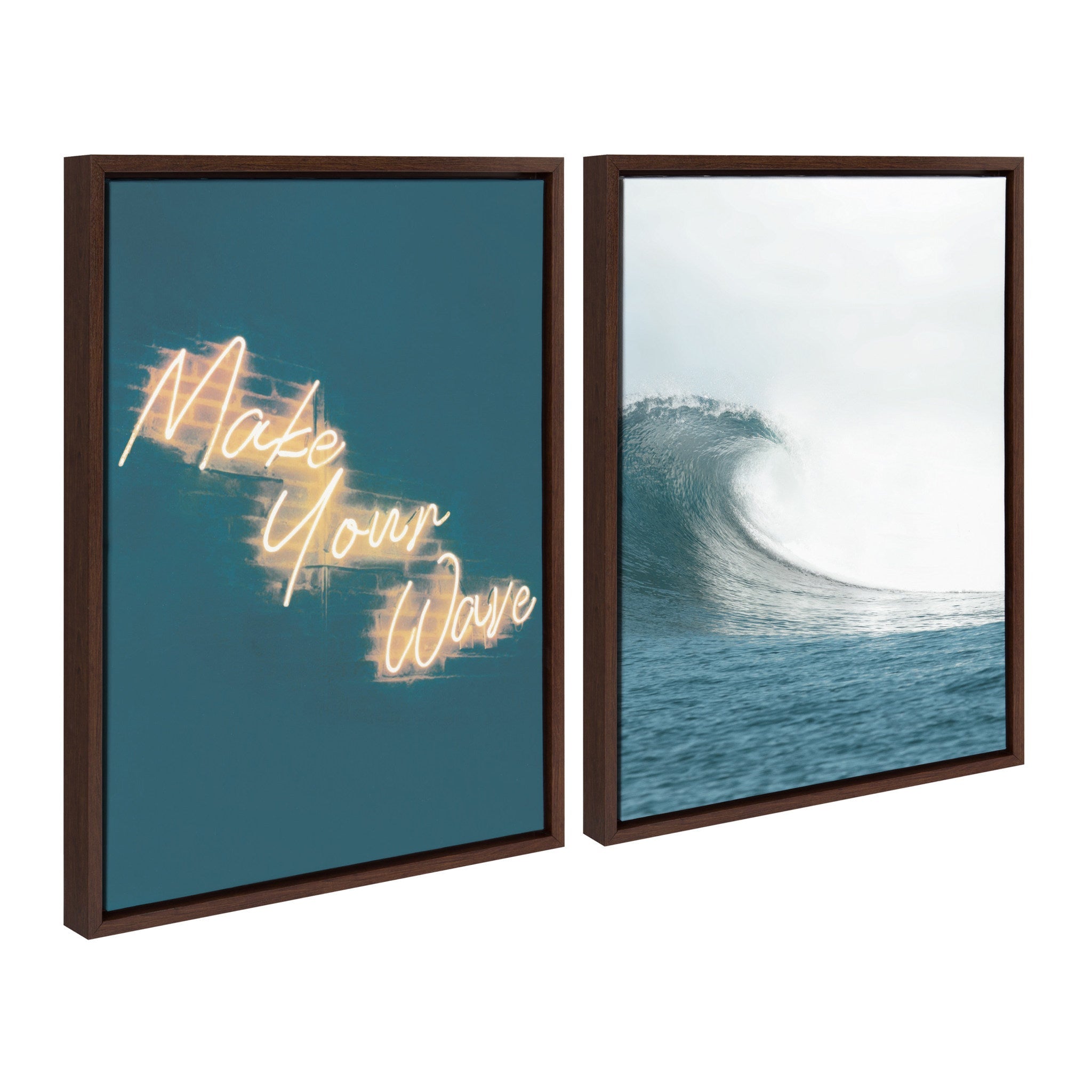 Sylvie Make Your Wave Framed Canvas Set by The Creative Bunch Studio