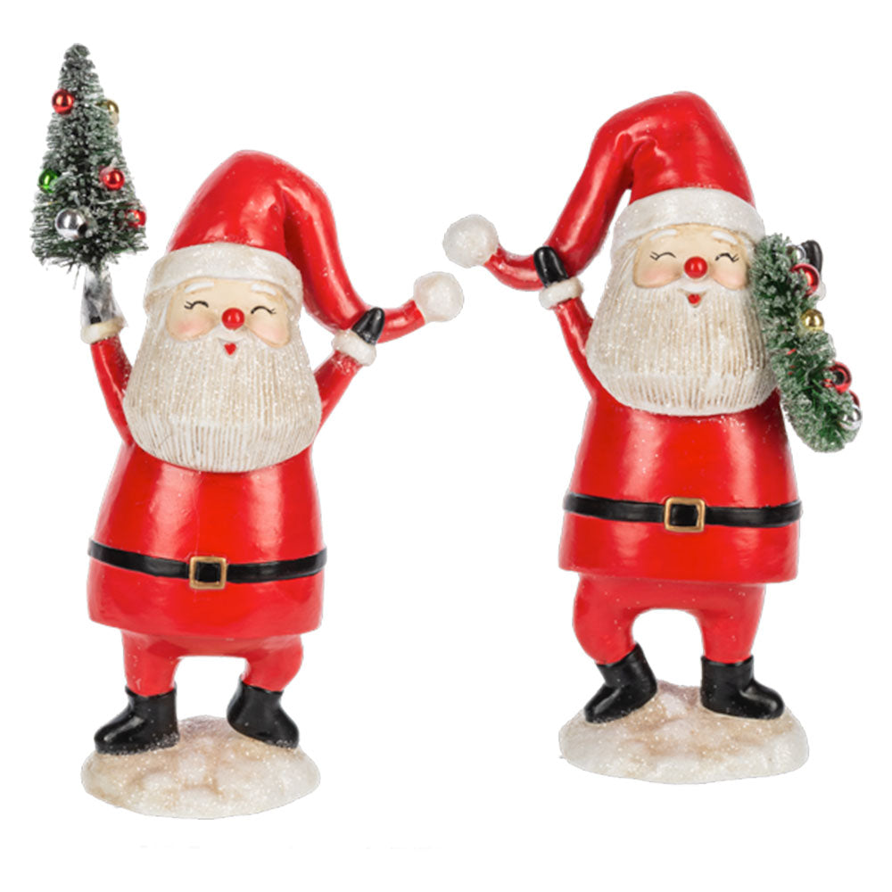 Holly Jolly Santa Figurines Set of 2-0