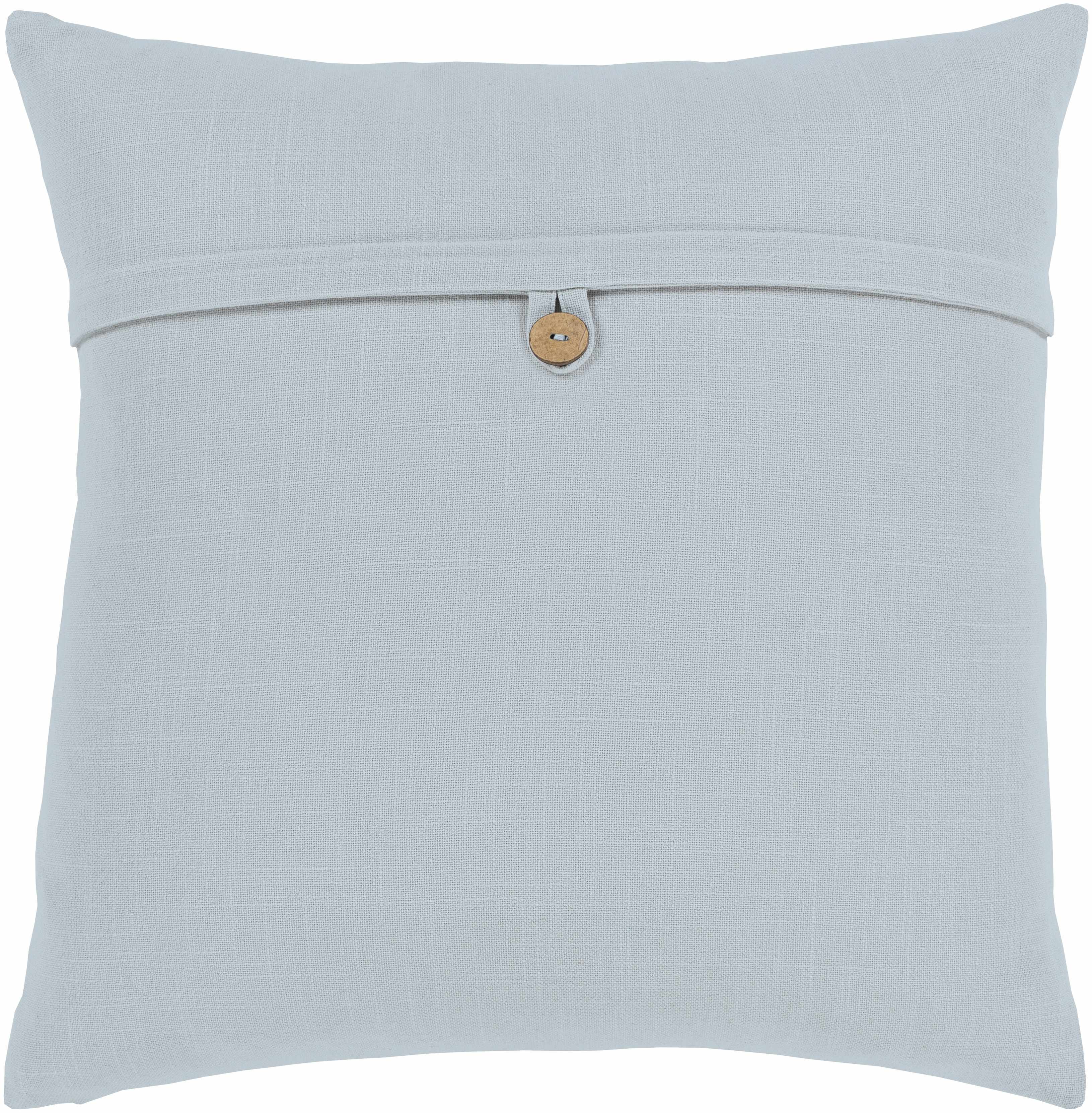 Holmfirth Pale Blue Solid Button Throw Pillow-1