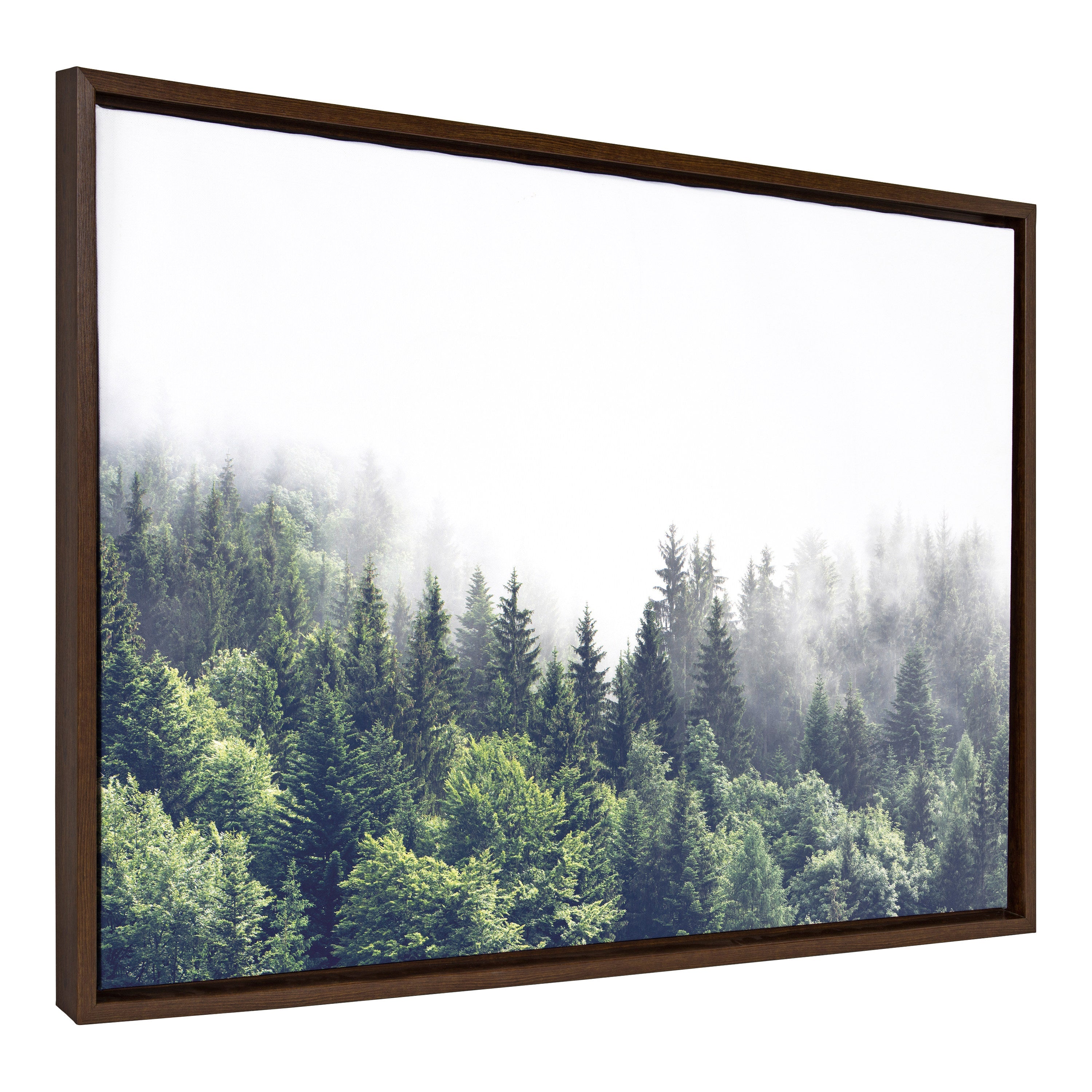 Sylvie Lush Green Forest On A Foggy Day Framed Canvas by The Creative Bunch Studio