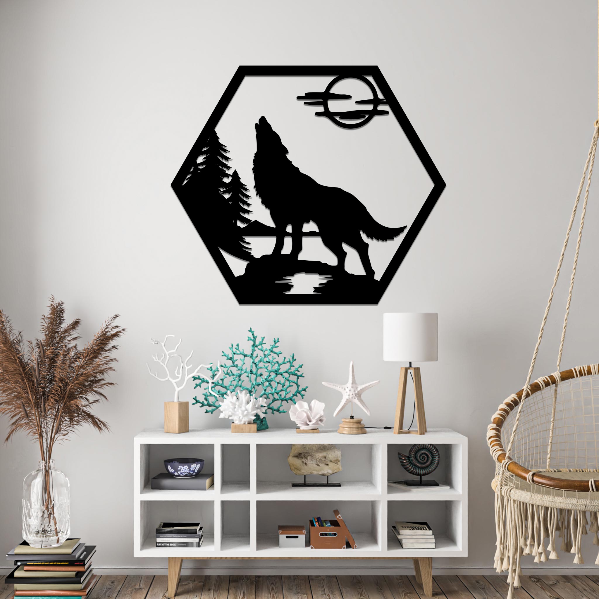 Howling Wolf in Nature Sign-0