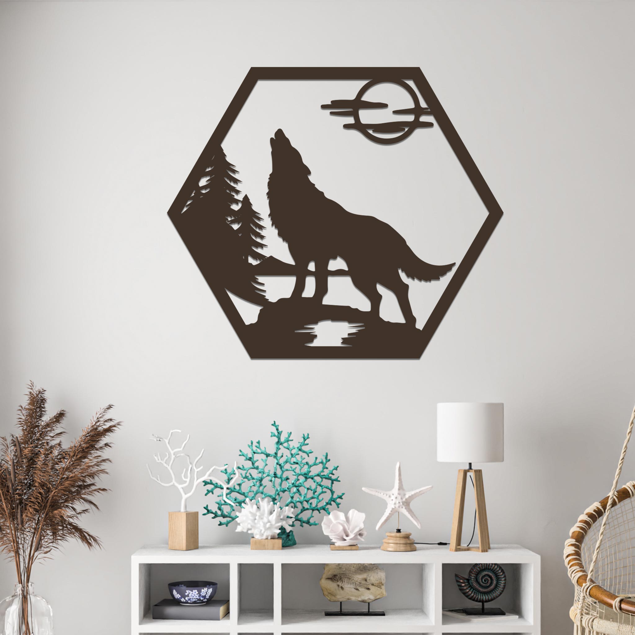 Howling Wolf in Nature Sign-7