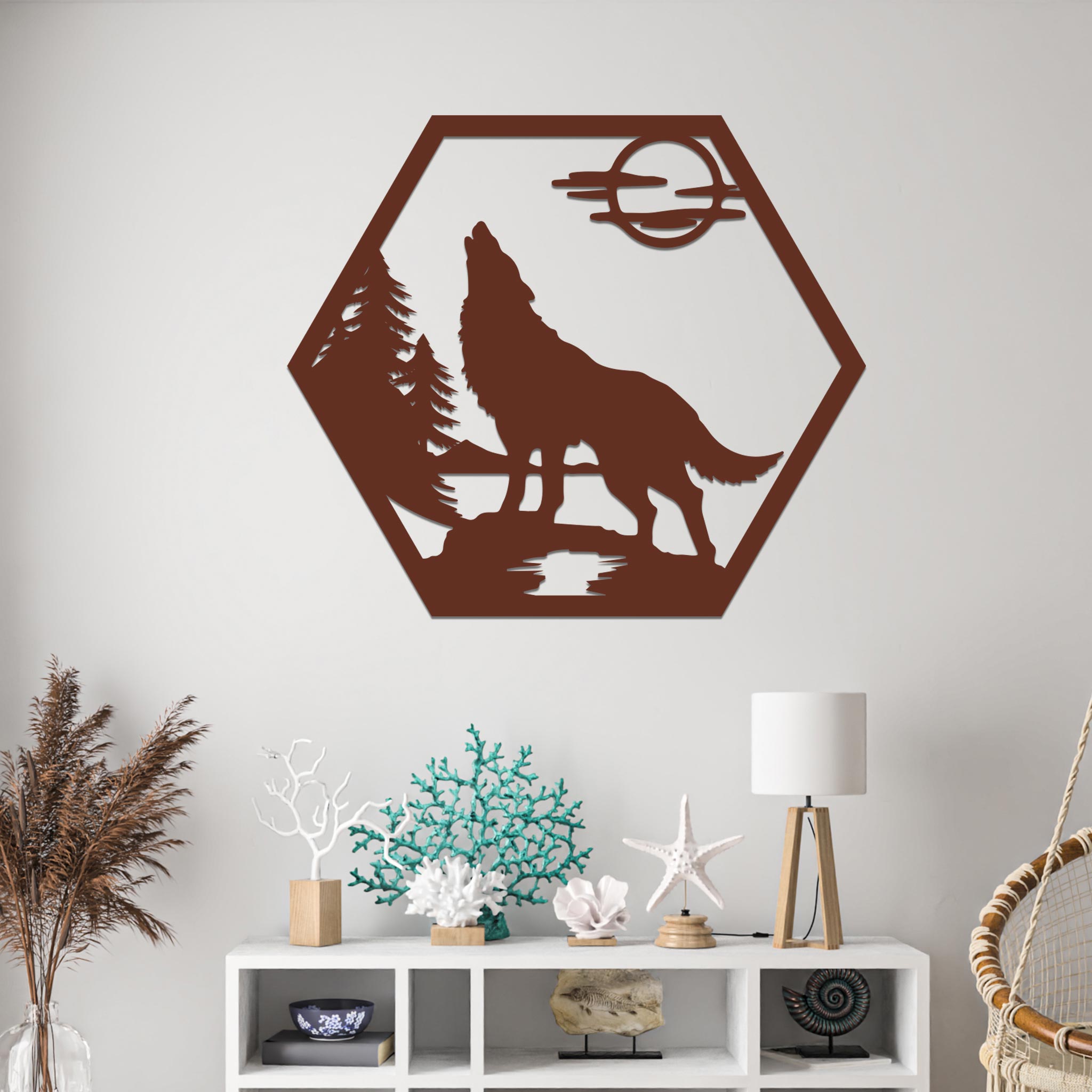 Howling Wolf in Nature Sign-6