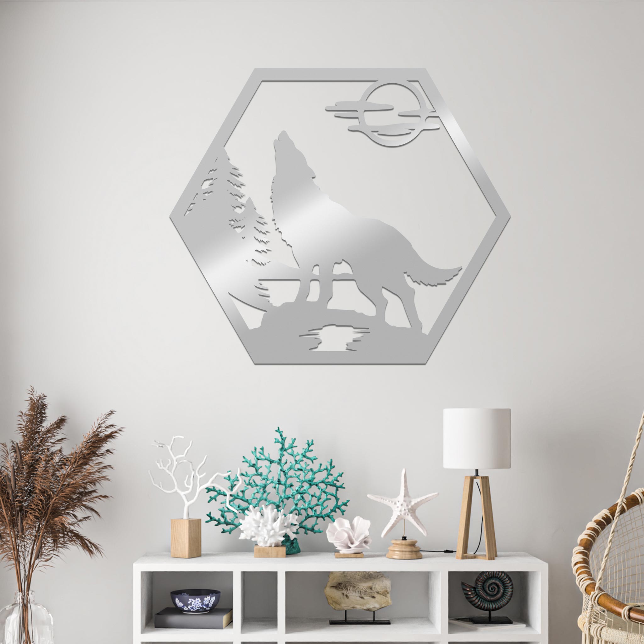 Howling Wolf in Nature Sign-3