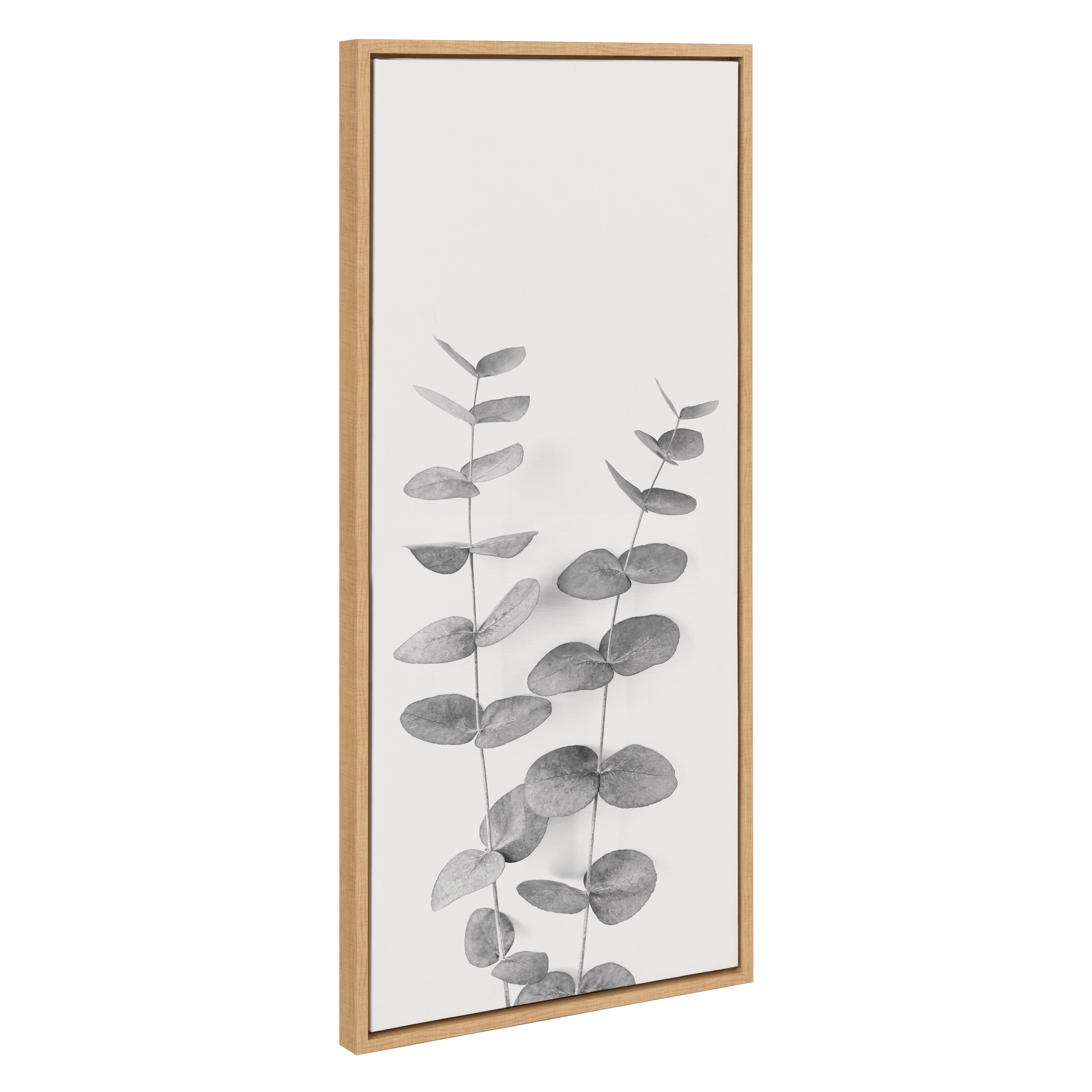Sylvie Eucalyptus Botanical II Gray and Soft White Framed Canvas by The Creative Bunch Studio