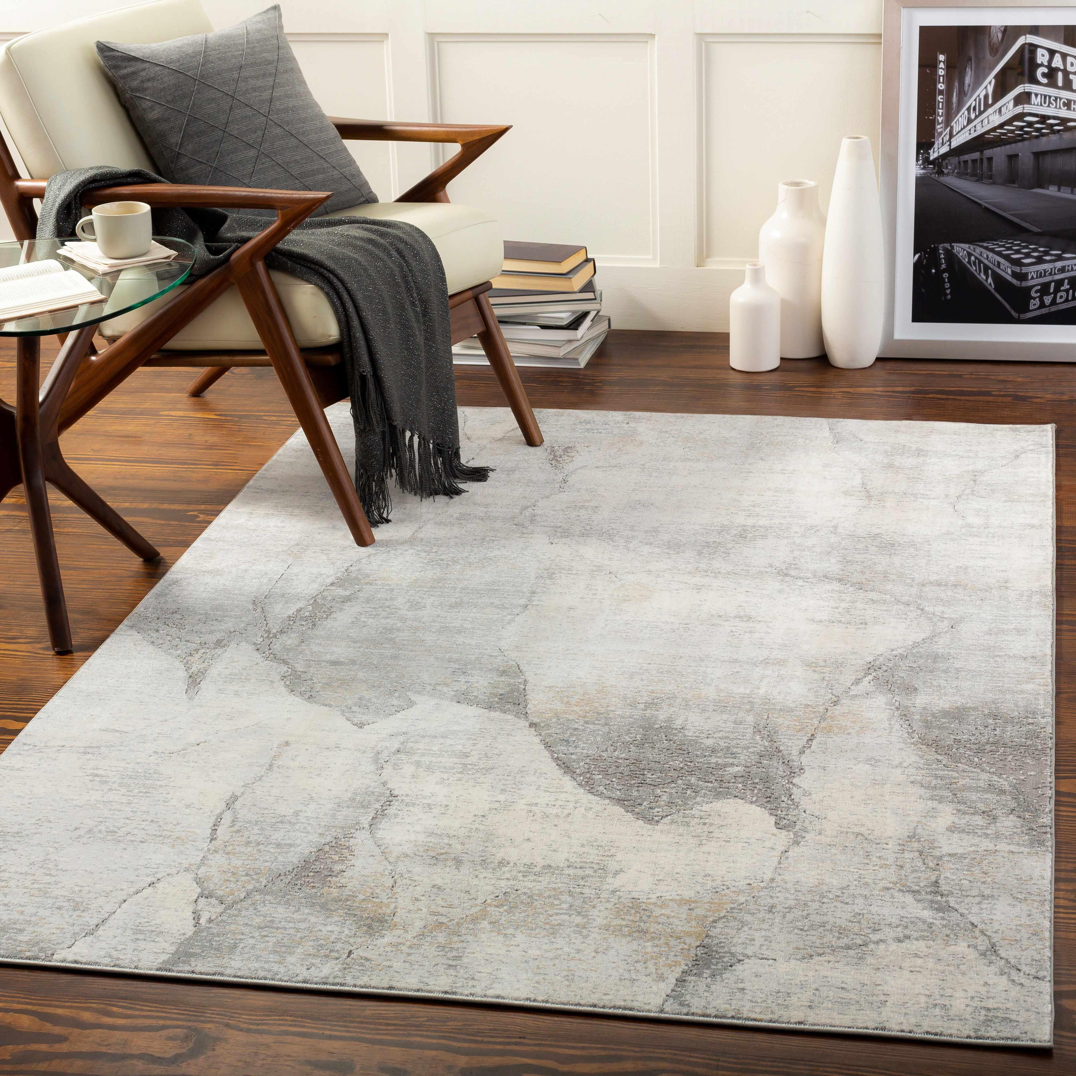 Hulme Gray Marble Luxe Rug - PRHOMZ