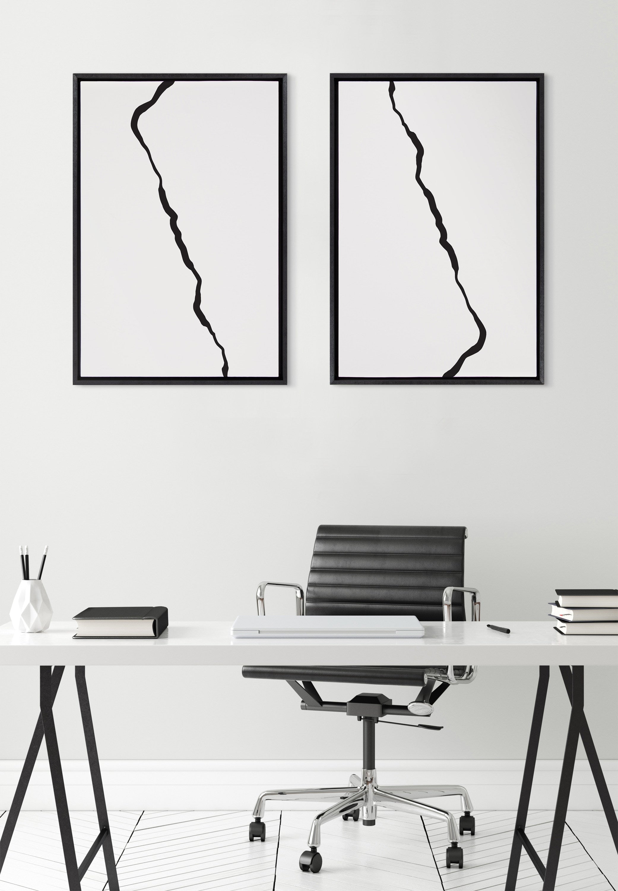 Sylvie Elevated Abstract Minimalist Mountain Landscape Framed Canvas by The Creative Bunch Studio