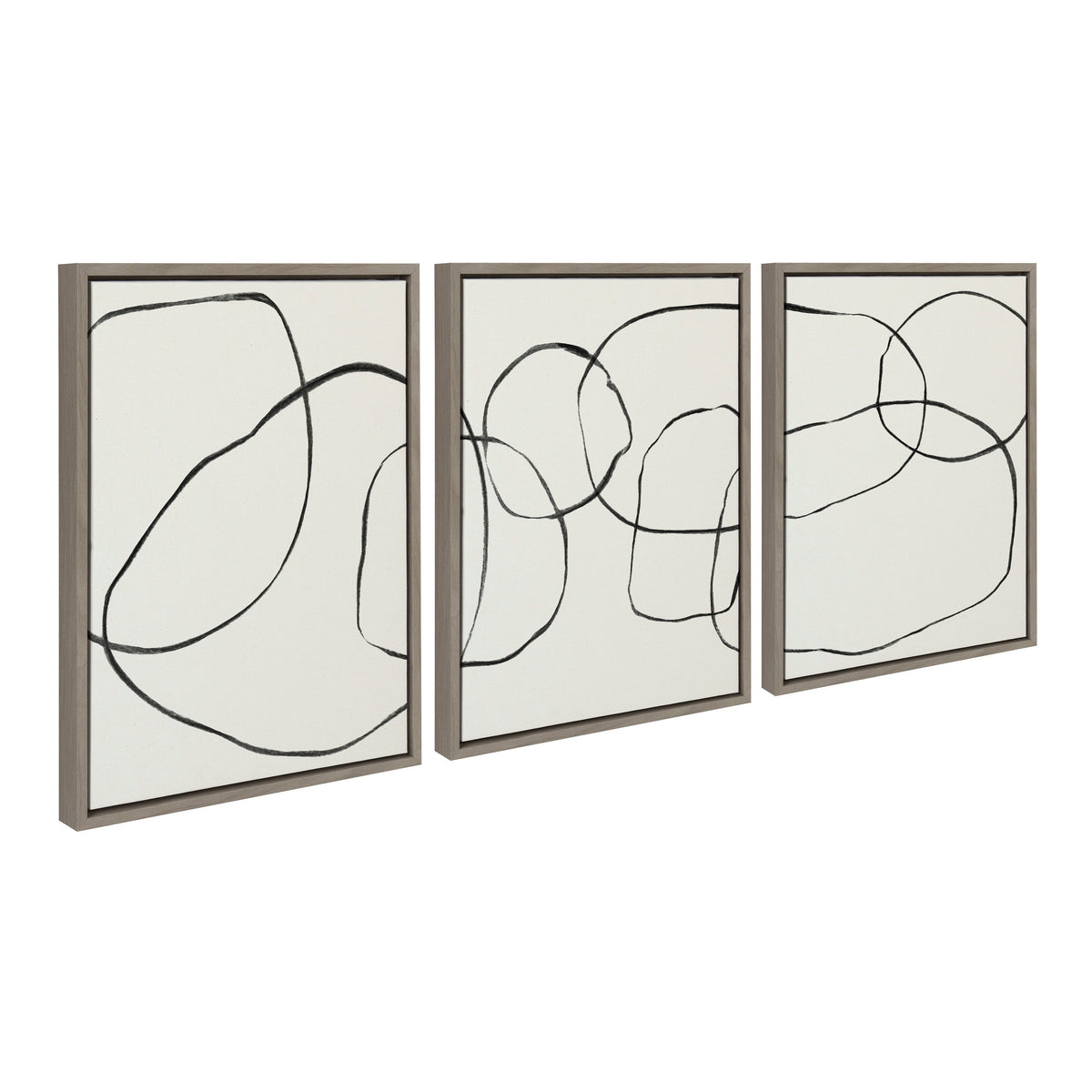 Sylvie Dancing Circles BW Framed Canvas by Teju Reval of SnazzyHues