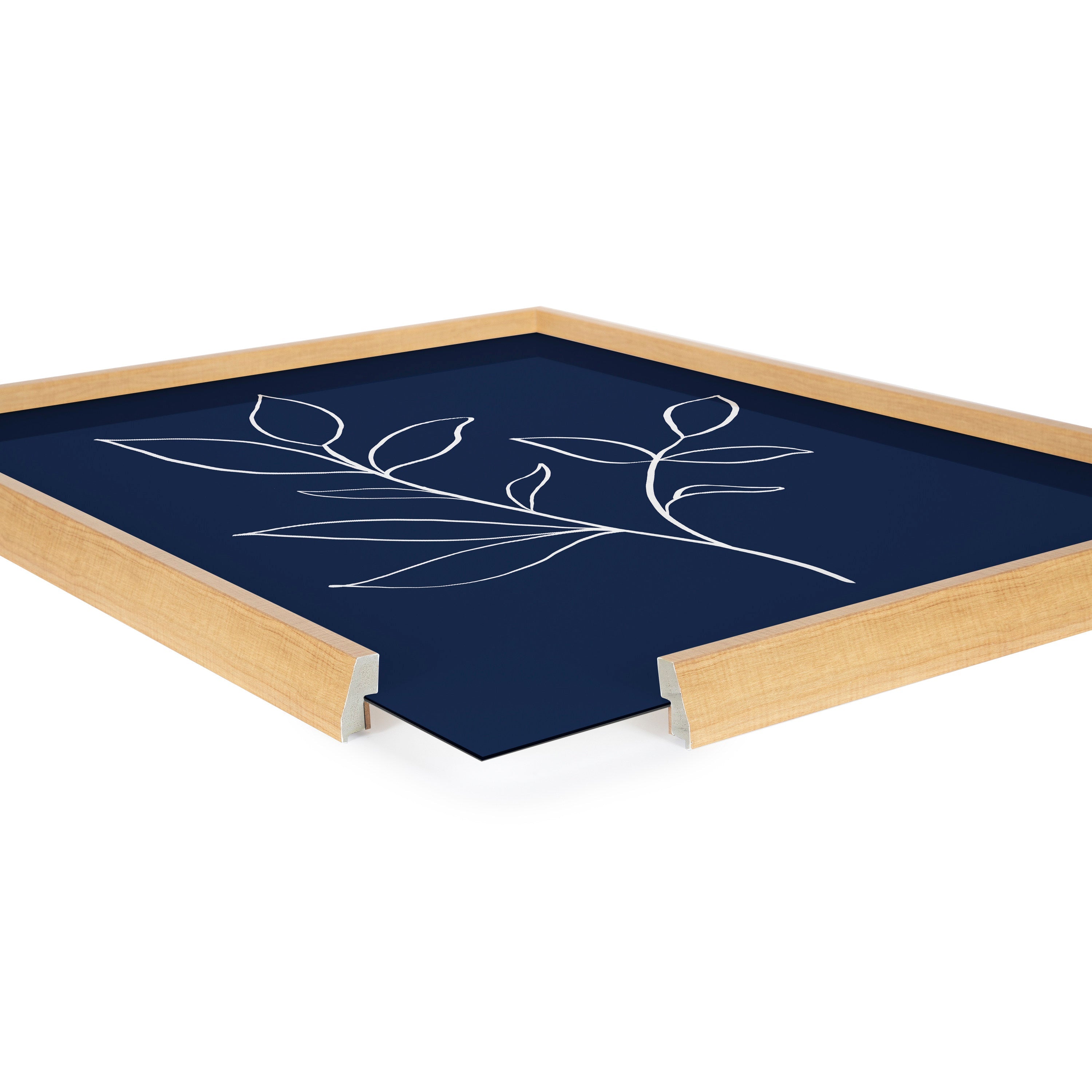 Blake Modern Blue Botanical Line Sketch Print 2 Framed Printed Glass by The Creative Bunch Studio