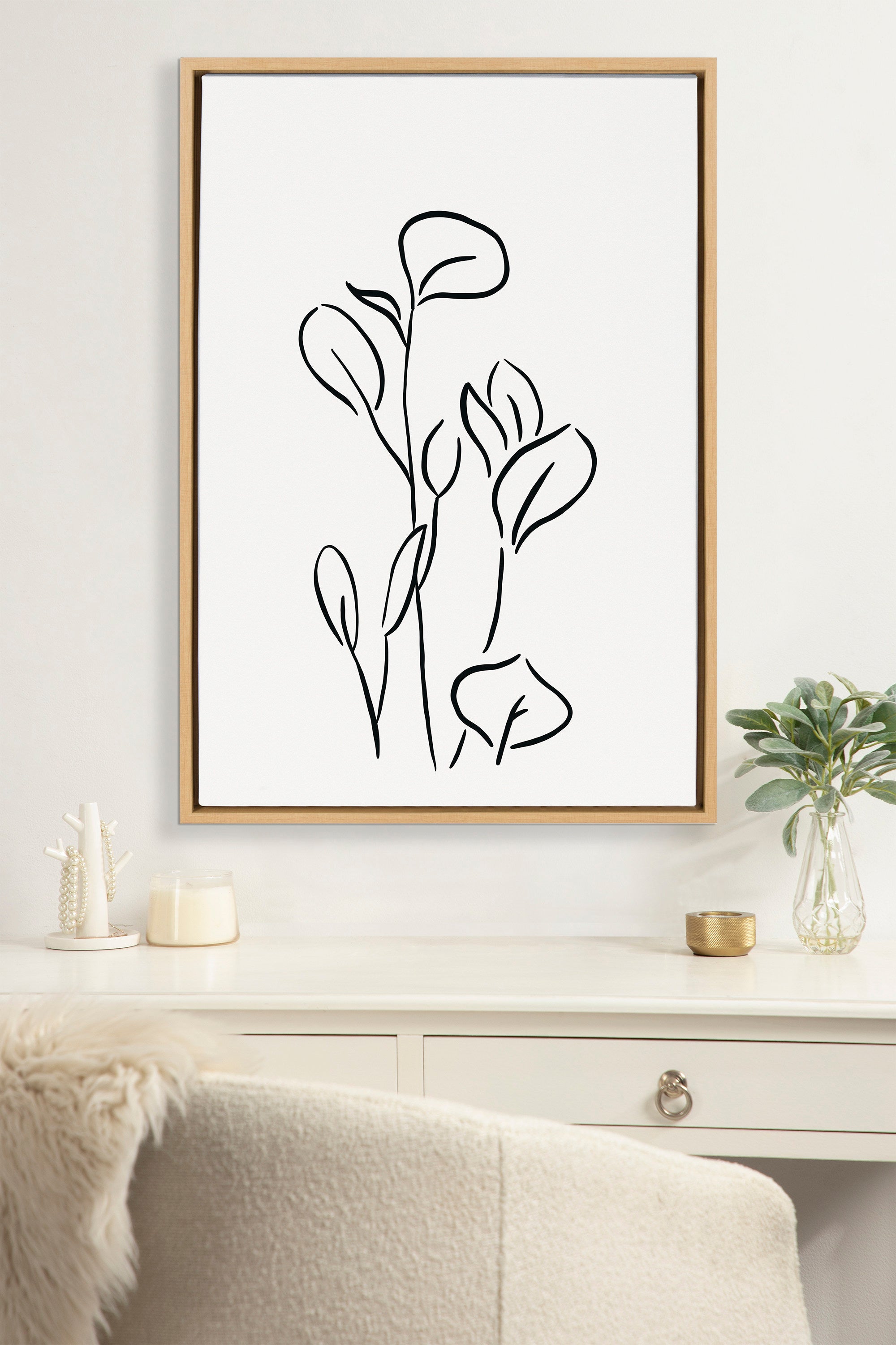 Sylvie Botanical Sketch Print No 3 Framed Canvas by The Creative Bunch Studio