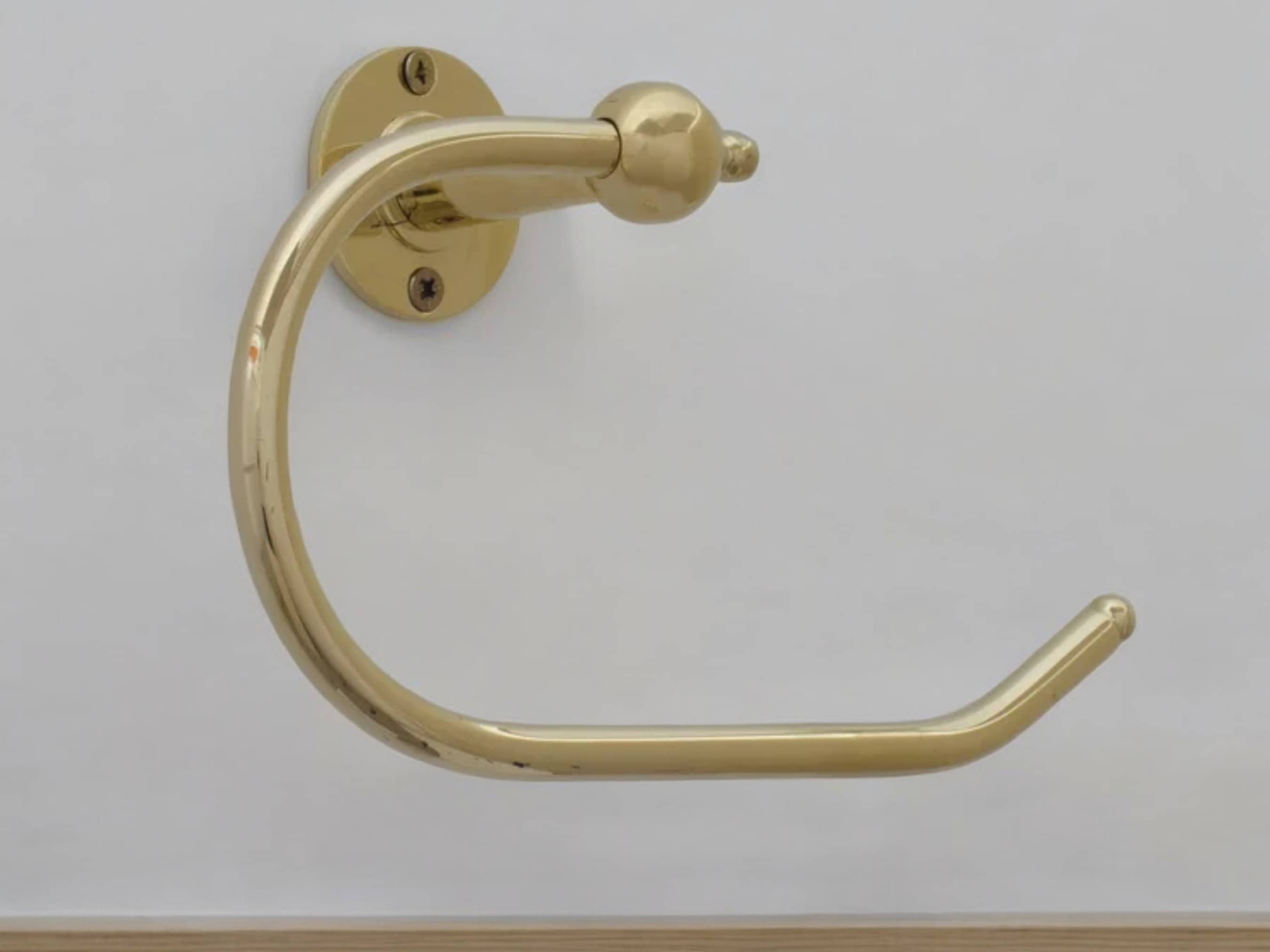 Handcrafted Brass Towel Holder - Wall Mount Towel Hanger and Hook for Powder Room-1