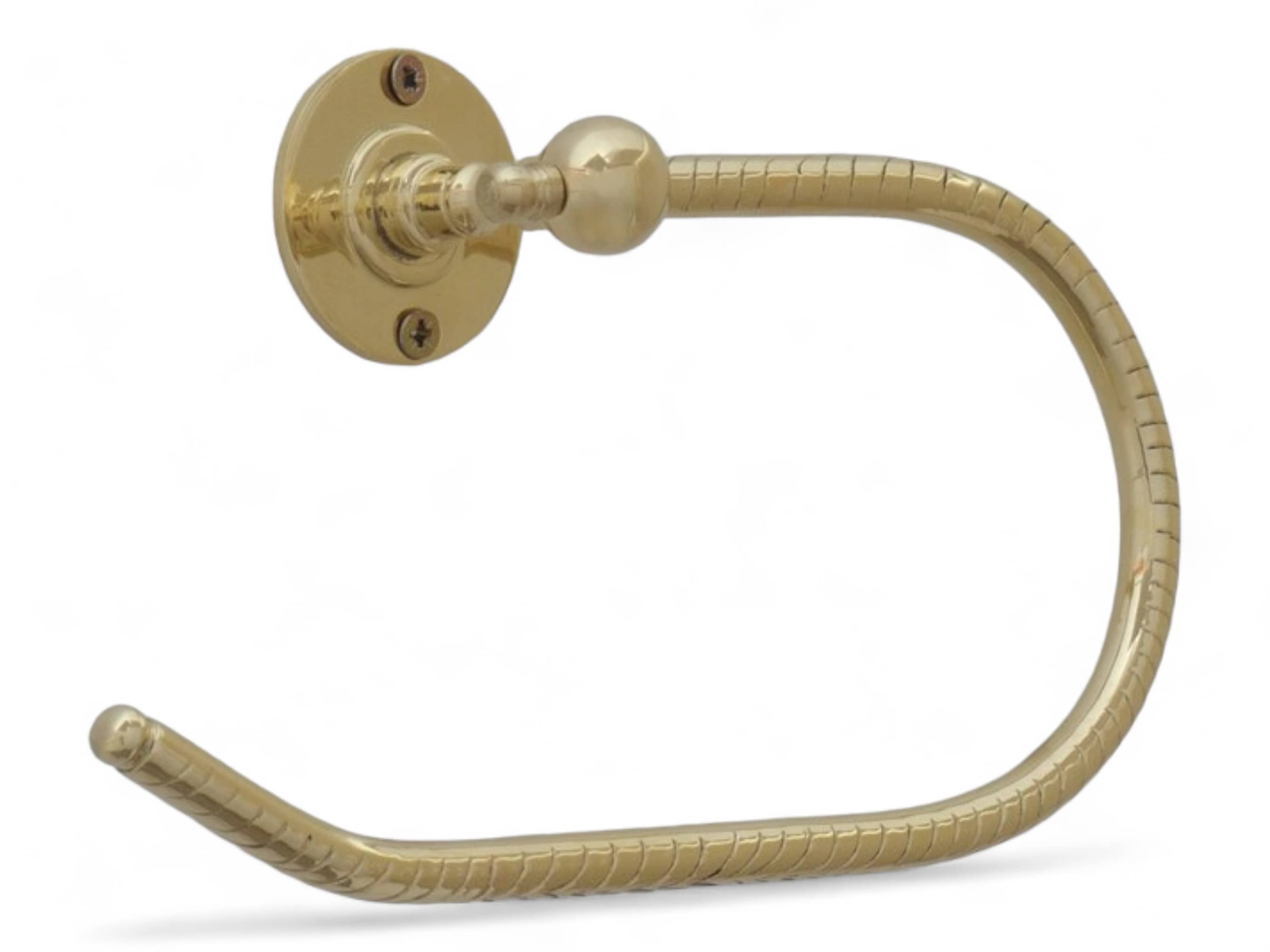 Handcrafted Brass Towel Holder - Wall Mount Towel Hanger and Hook for Powder Room-2