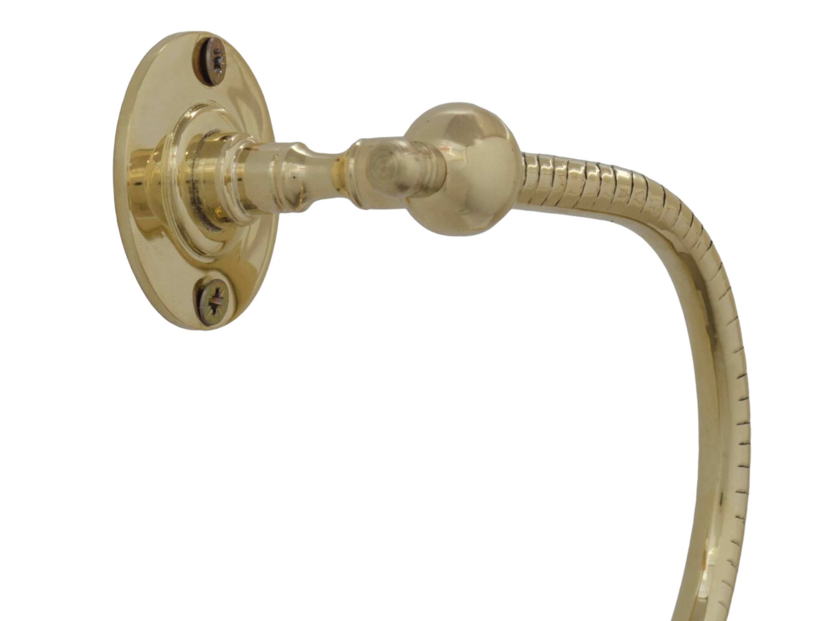 Handcrafted Brass Towel Holder - Wall Mount Towel Hanger and Hook for Powder Room-4