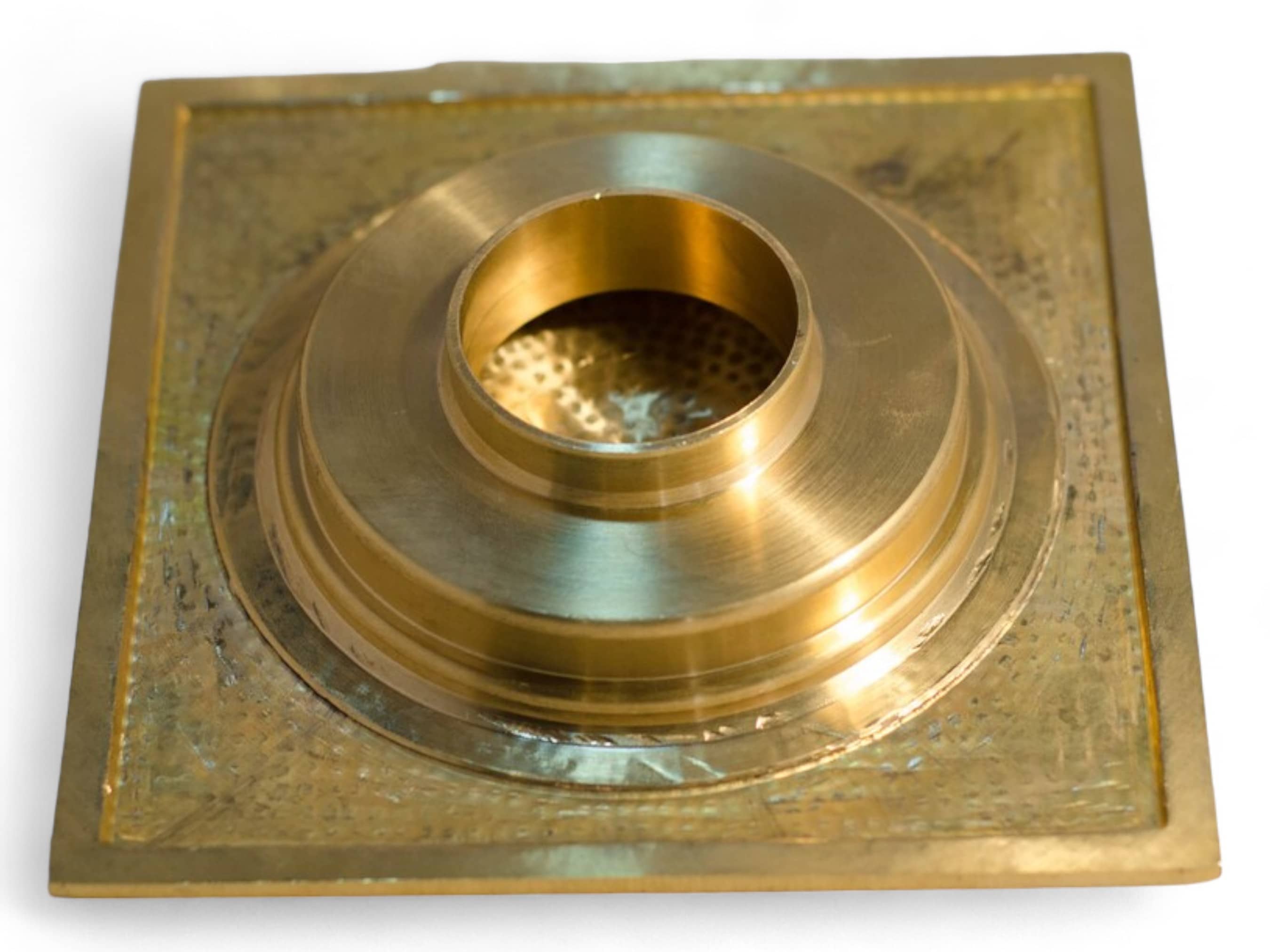 Hammered Solid Brass Floor Drain Cover - Elegant Square Shower Drain-4