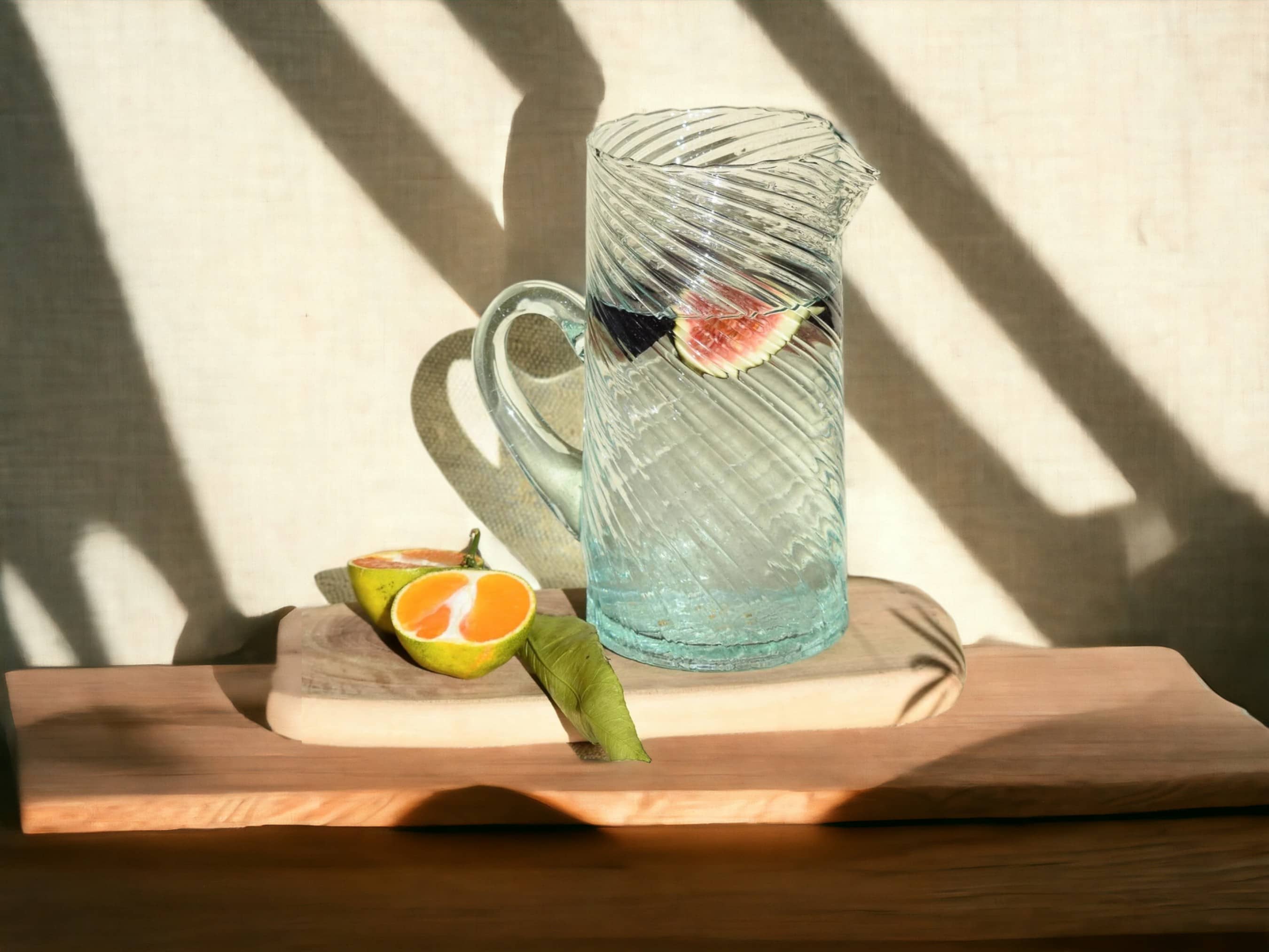 Handcrafted Sustainable Beldi Jug: Unique Recycled Glassware from Marrakesh-1