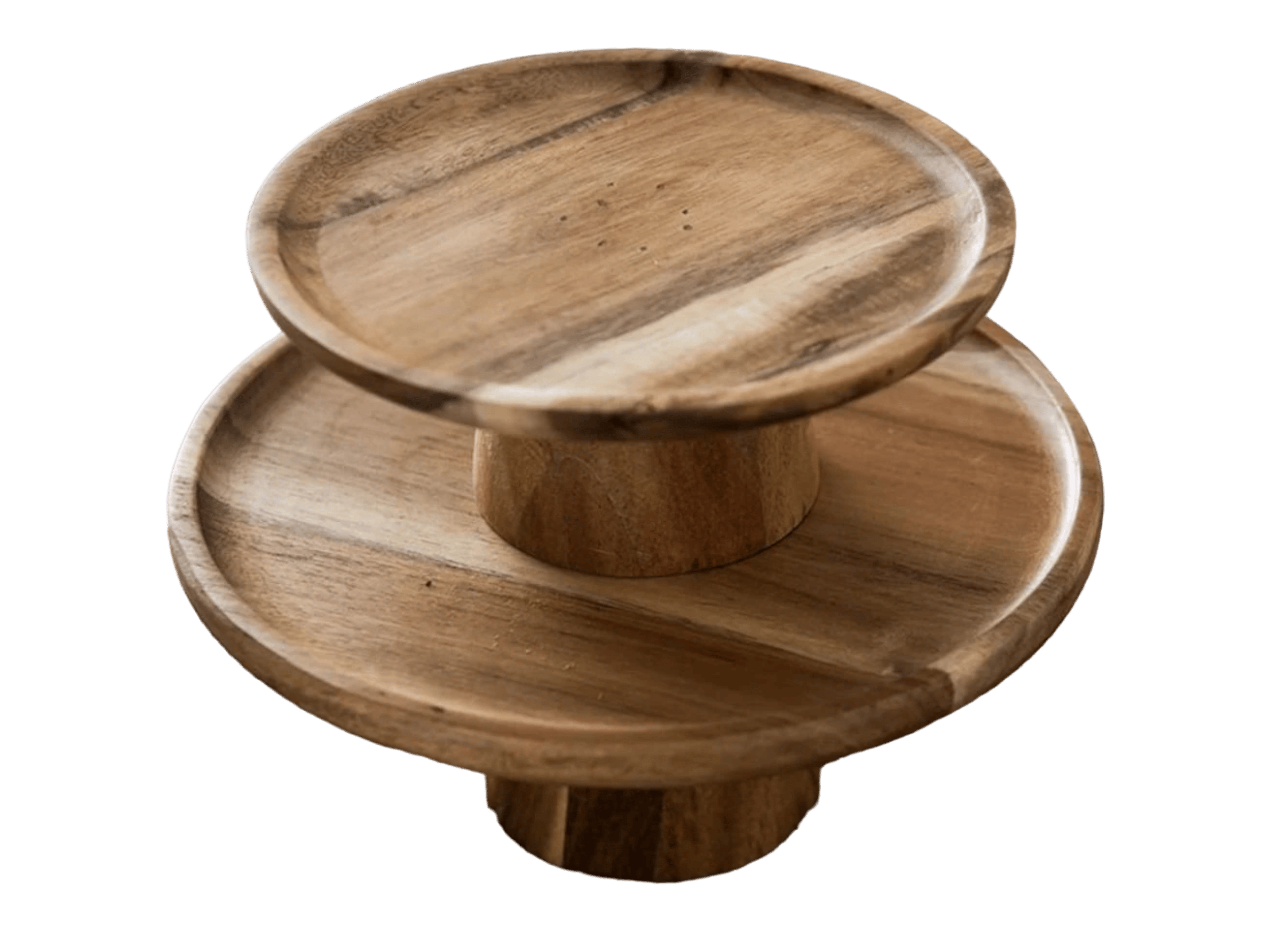 High Stand Walnut Wooden Cake Plate - Eco-Friendly Serving Tray for Desserts, Fruits, and Snacks-2