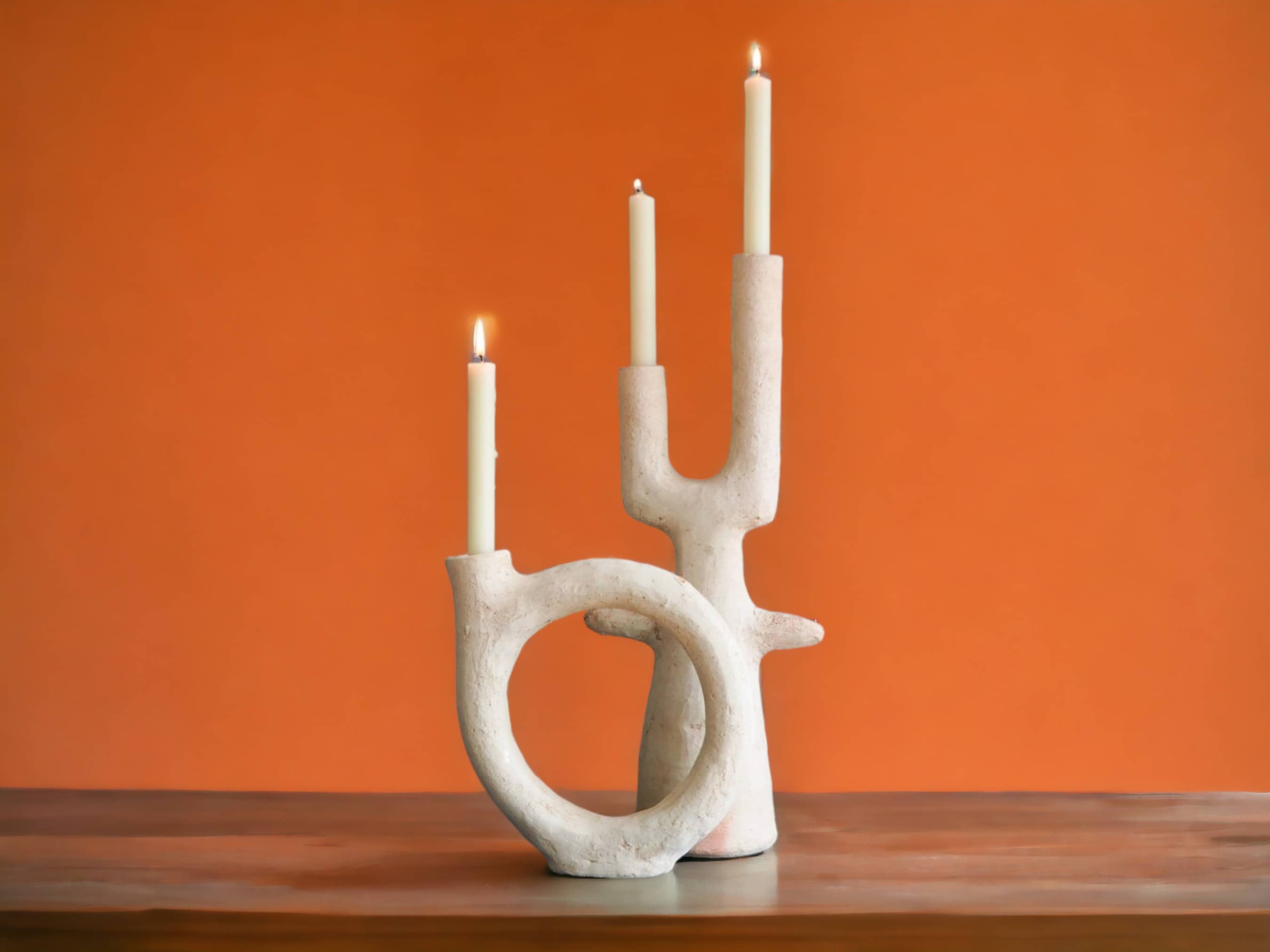 Handpicked Duo of Moroccan Unglazed Tamegroute Abstract Sculptures/Candlestick Holders-0