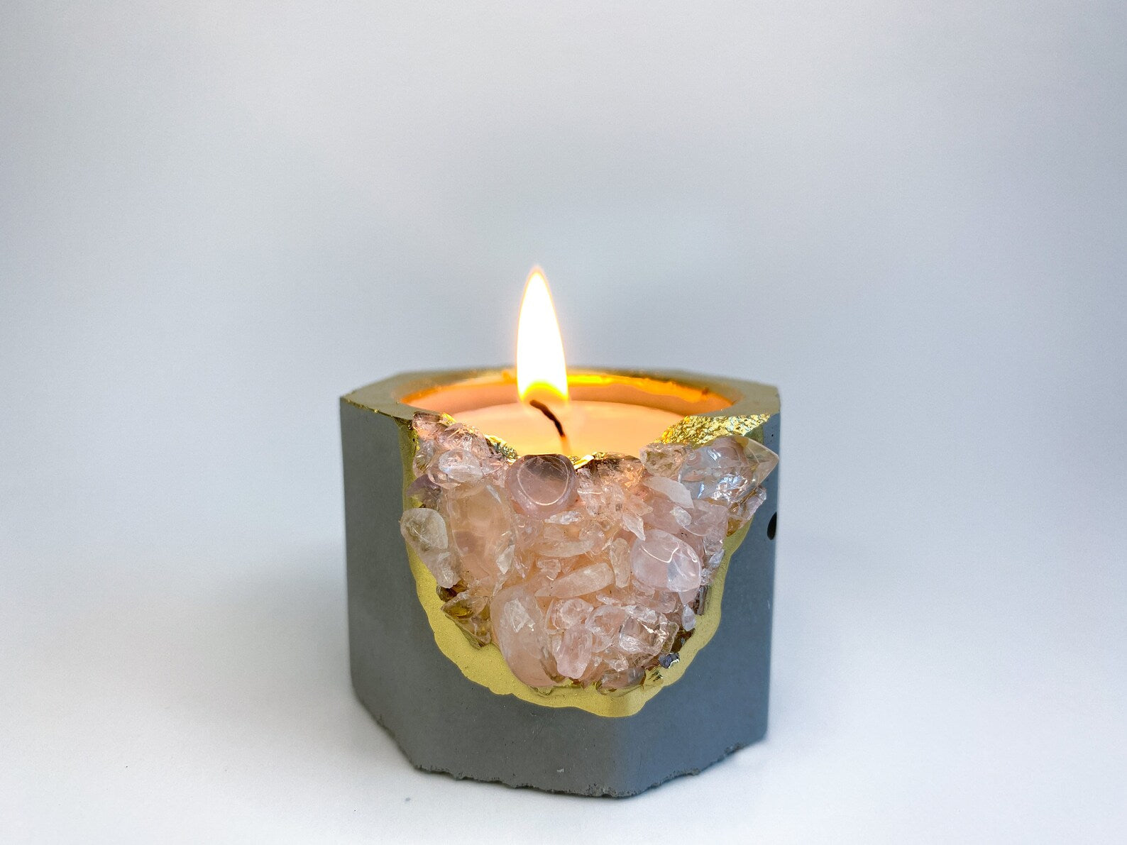 ROSE QUARTZ CANDLE HOLDER